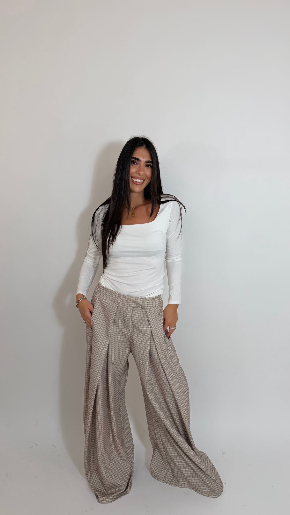 Pantalone Check Palazzo Burro