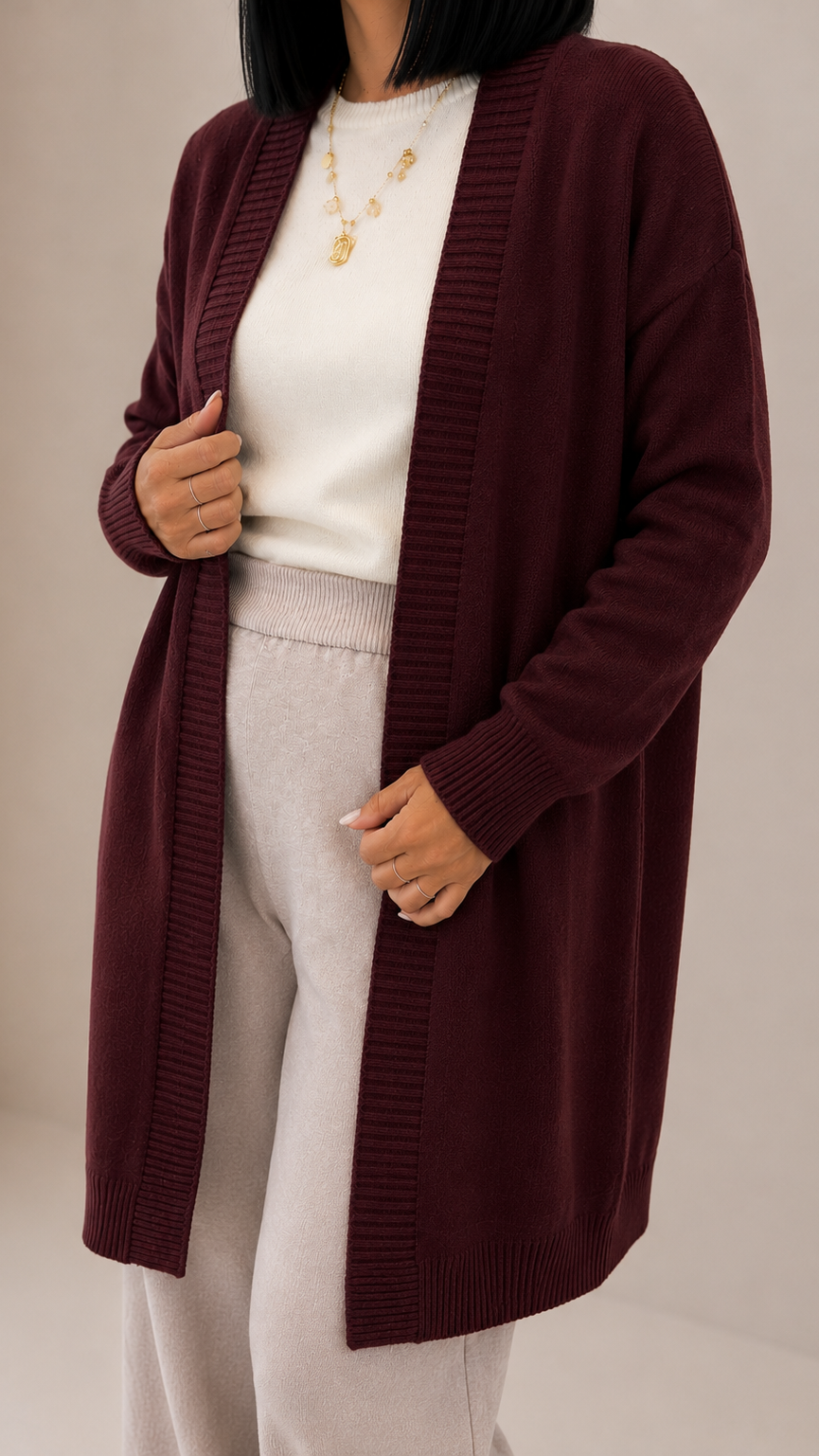 Cardigan Cannolè Top Quality Burgundy