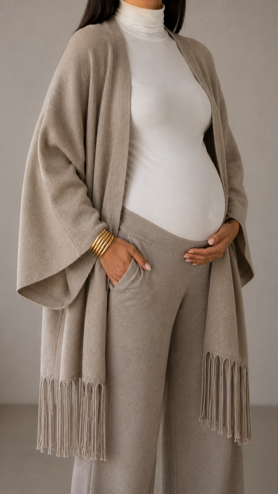 Cardigan Manica Campana Tortora