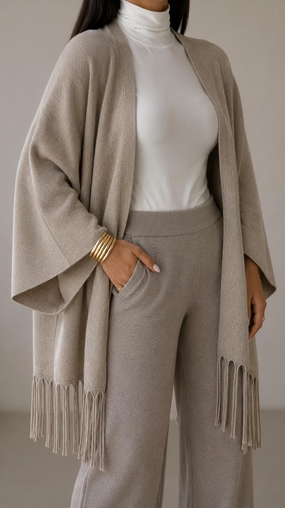 Cardigan Manica Campana Tortora
