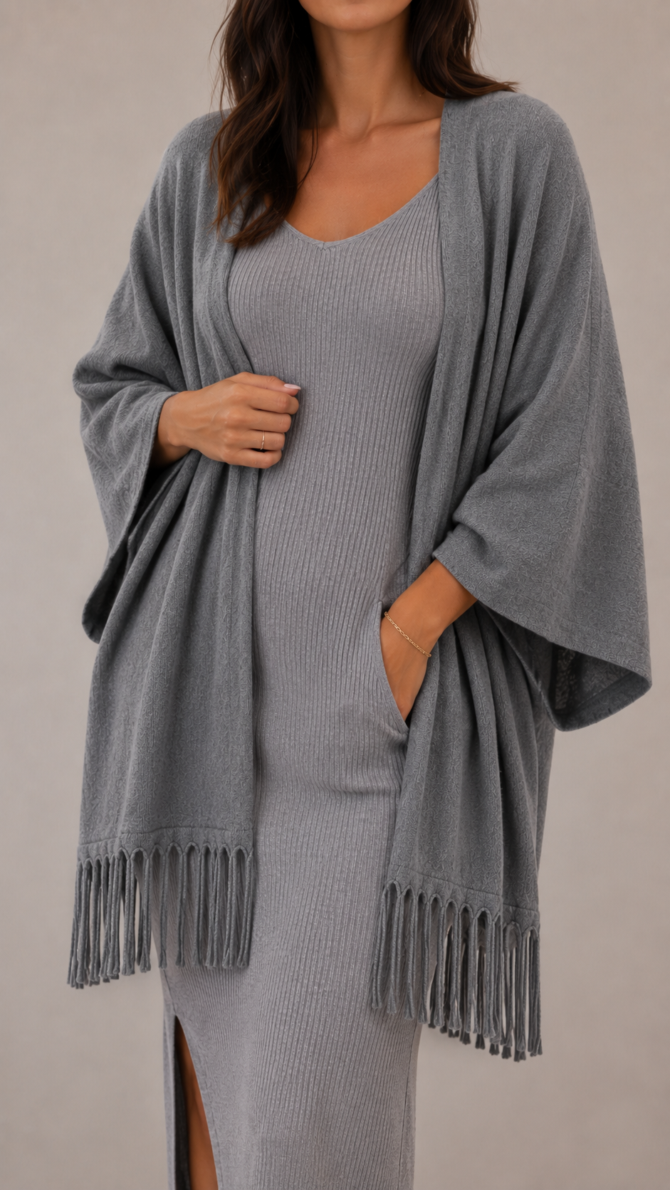 Cardigan Manica Campana Grigio Perla