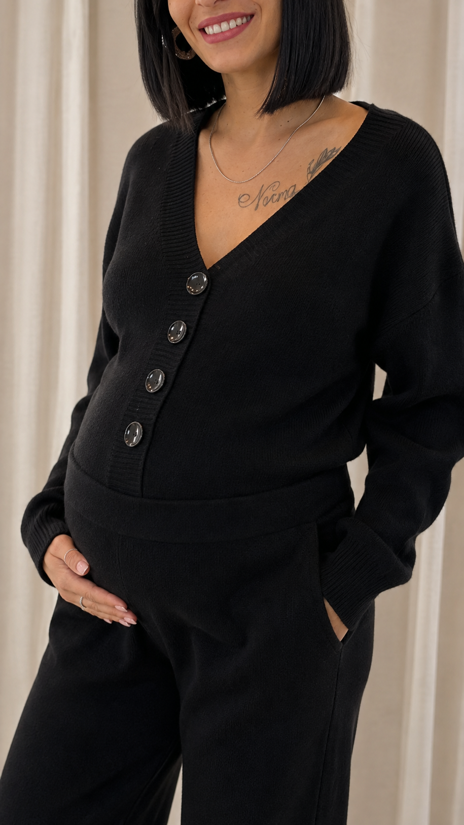 Cardigan Pull Maglina Morbida Nero