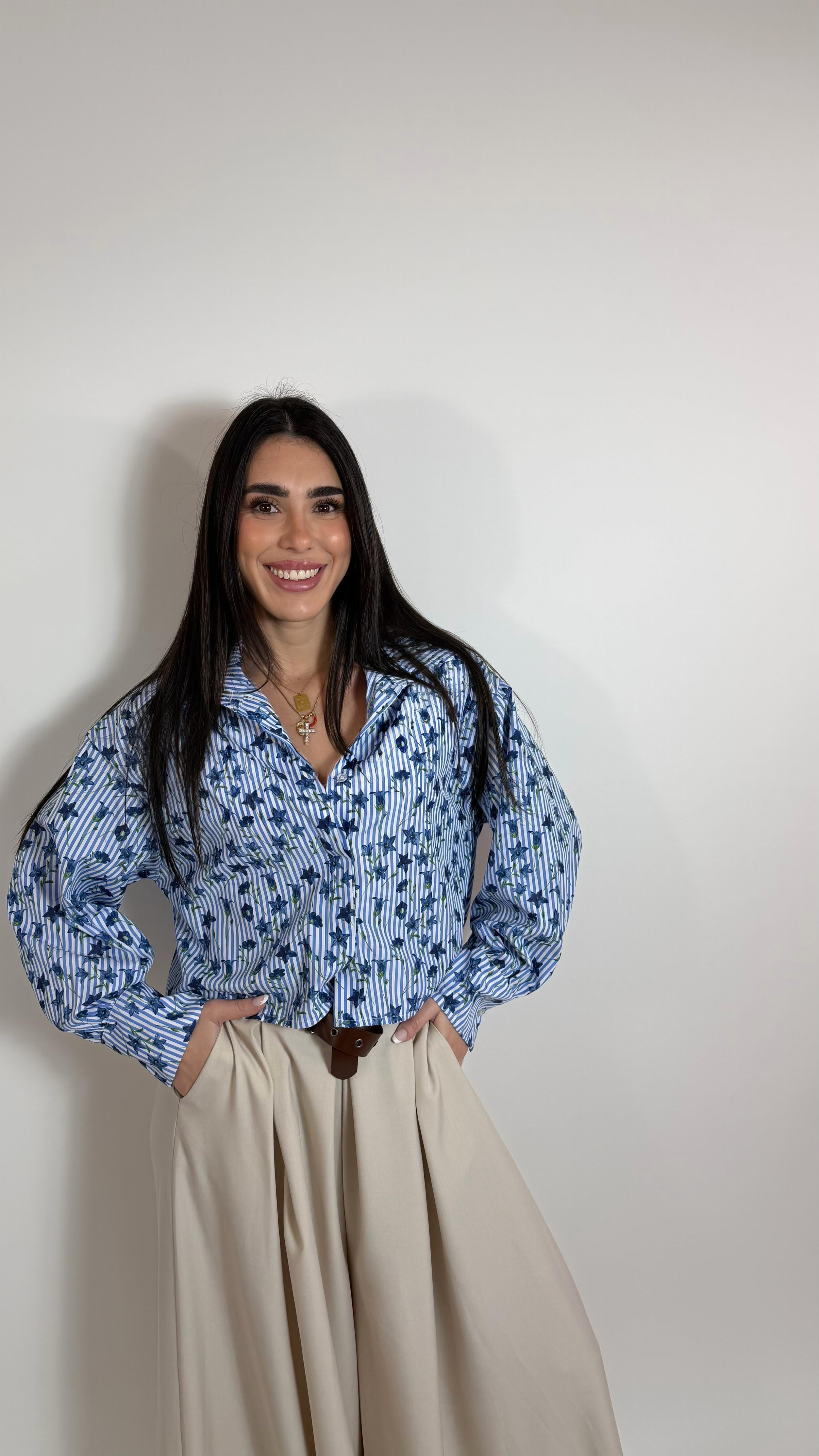 Camicia Romantic Bloom Sky Blue