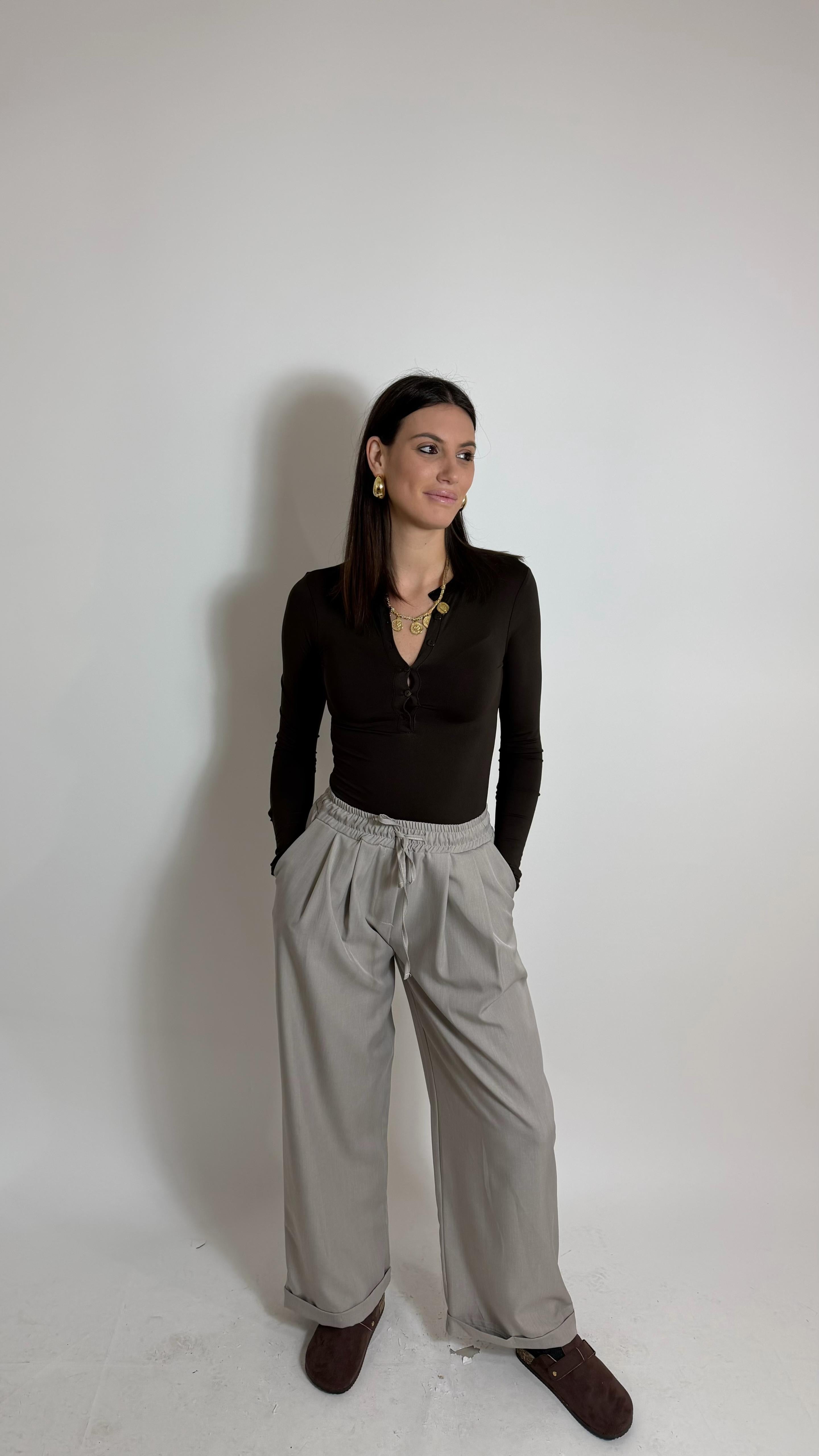 Panta Coulisse Strutturato Tortora