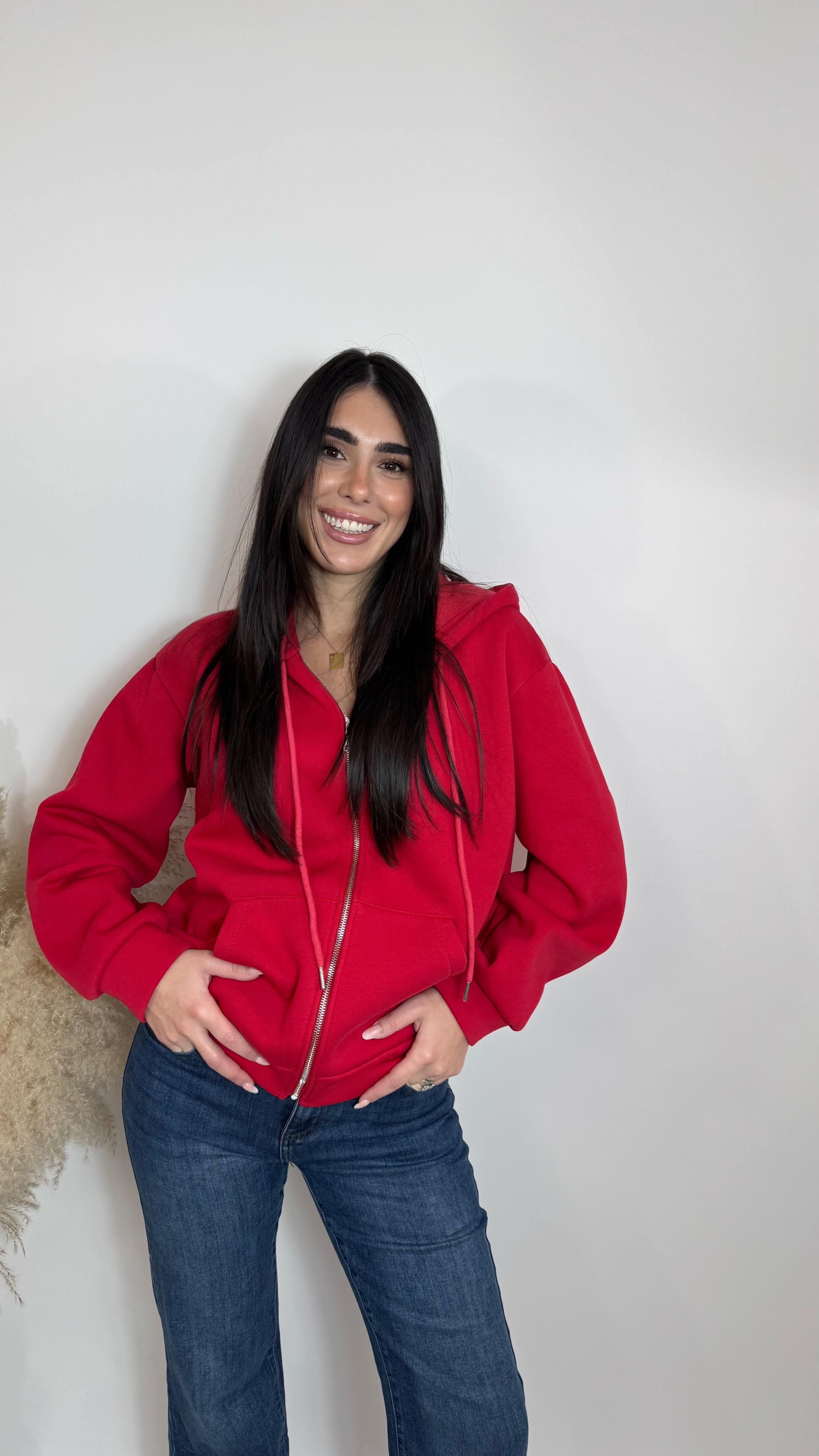 Felpa Comfy con zip Red