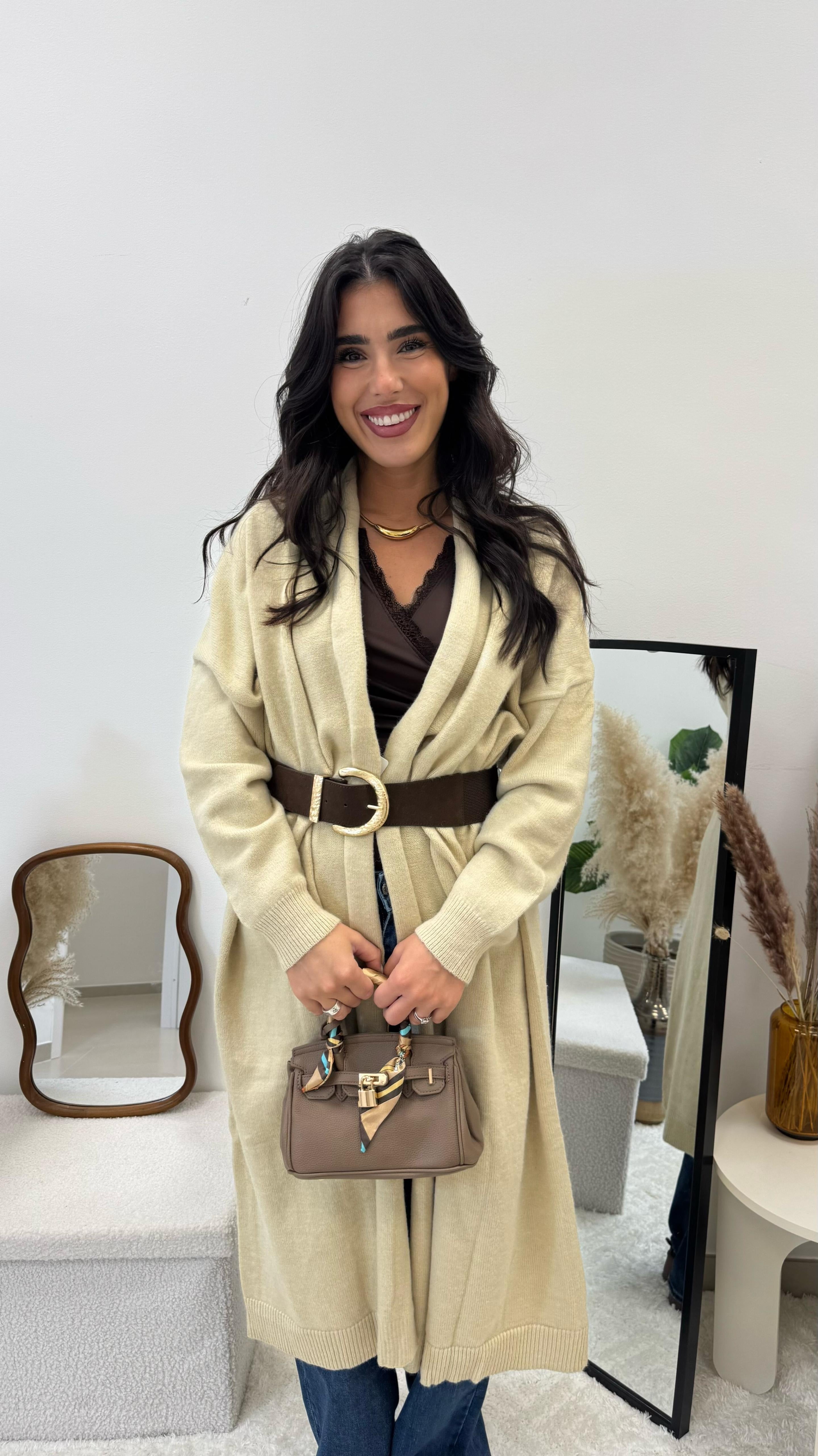 Cardigone Luxury con Cinta Burro