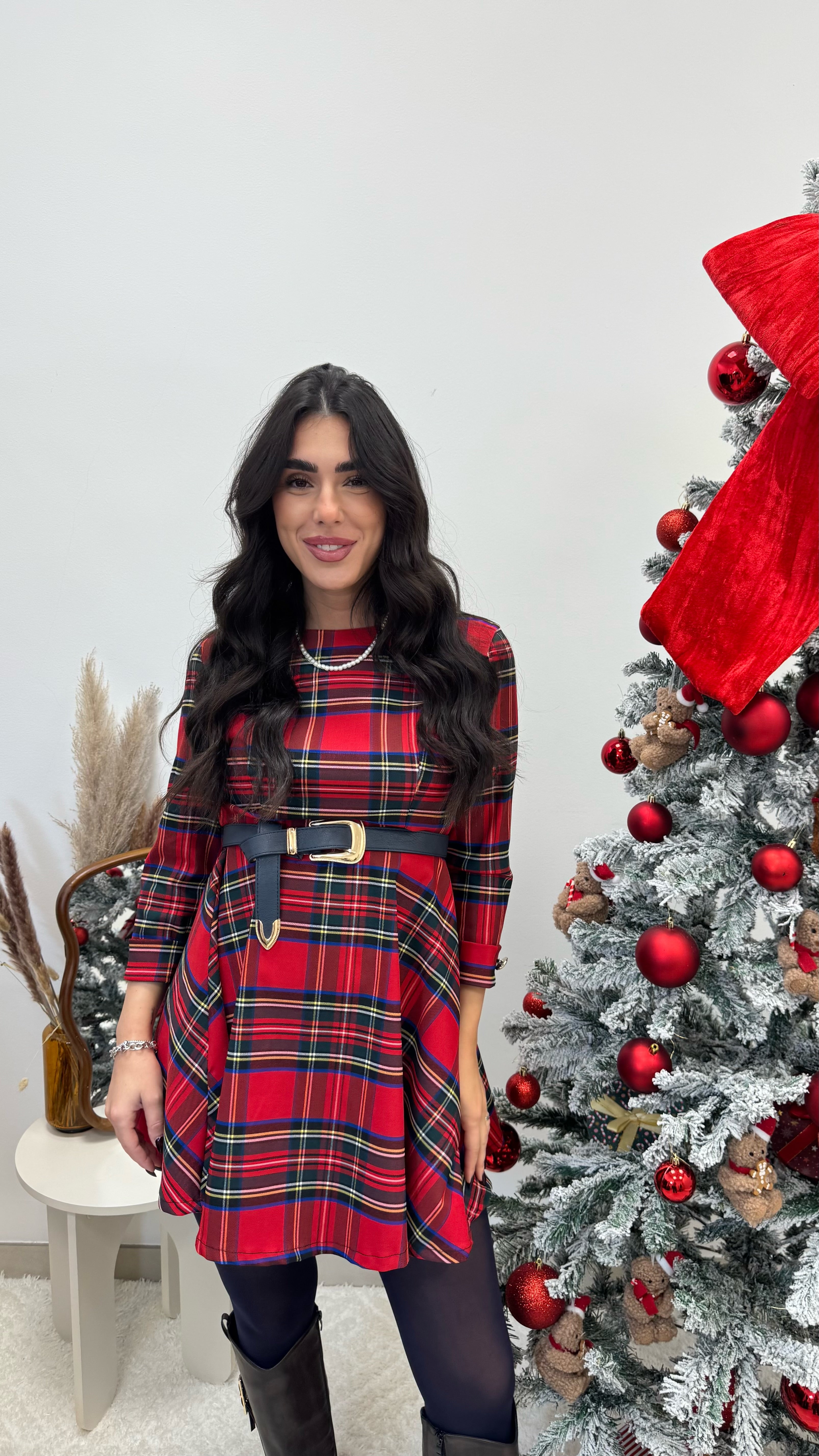 🎄 Abito Tartan Rosso
