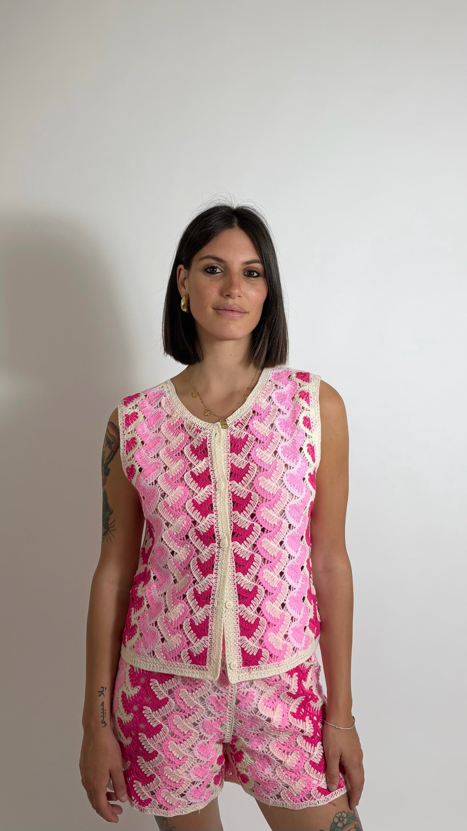 Set Crochet Rainbow Pink