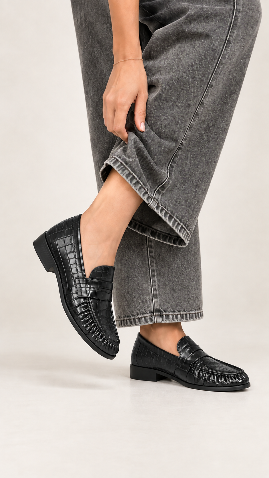 Mocassino Croco College Nero
