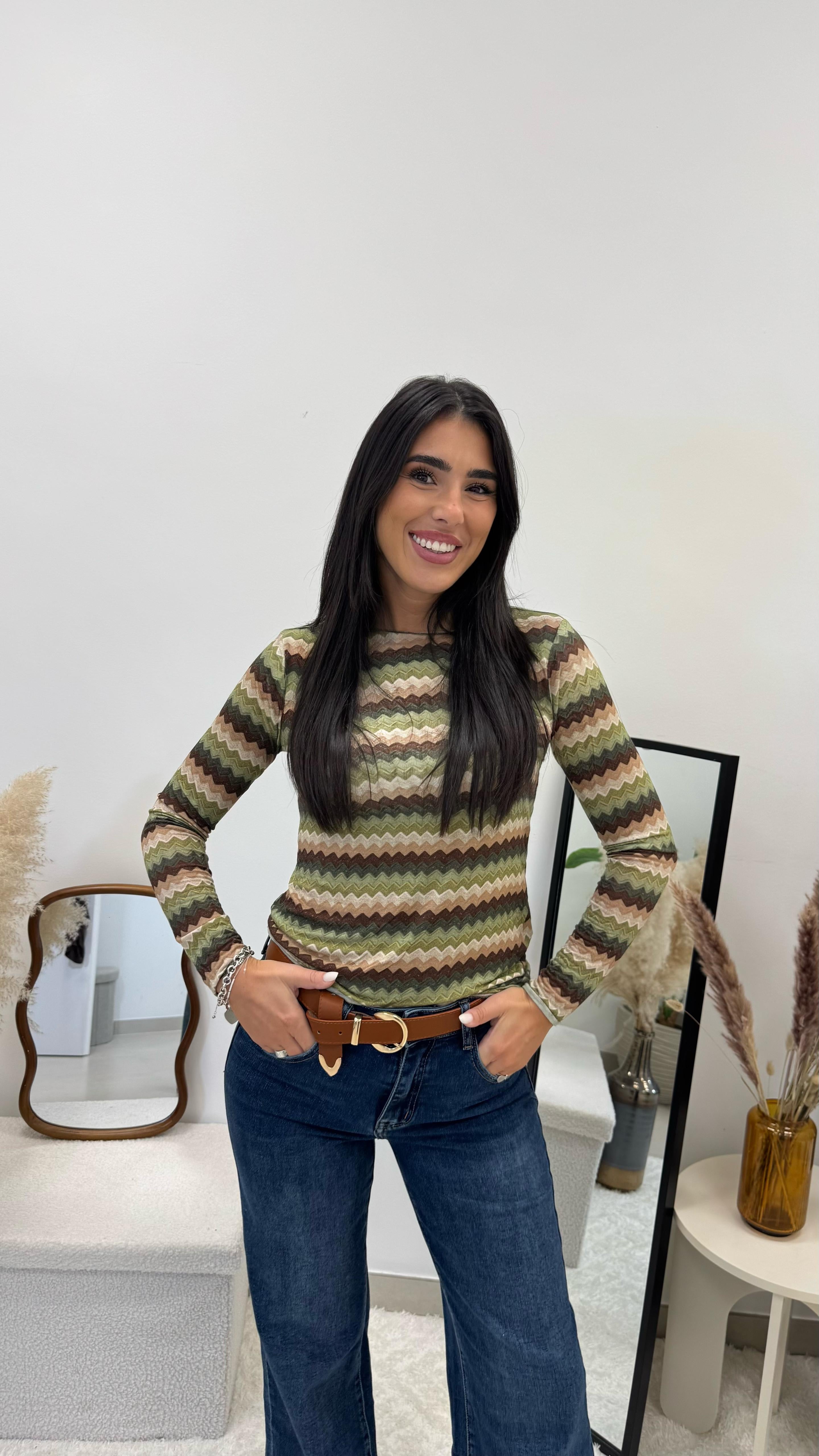 Maglia Cashmere Stampa ZigZag Verde💚