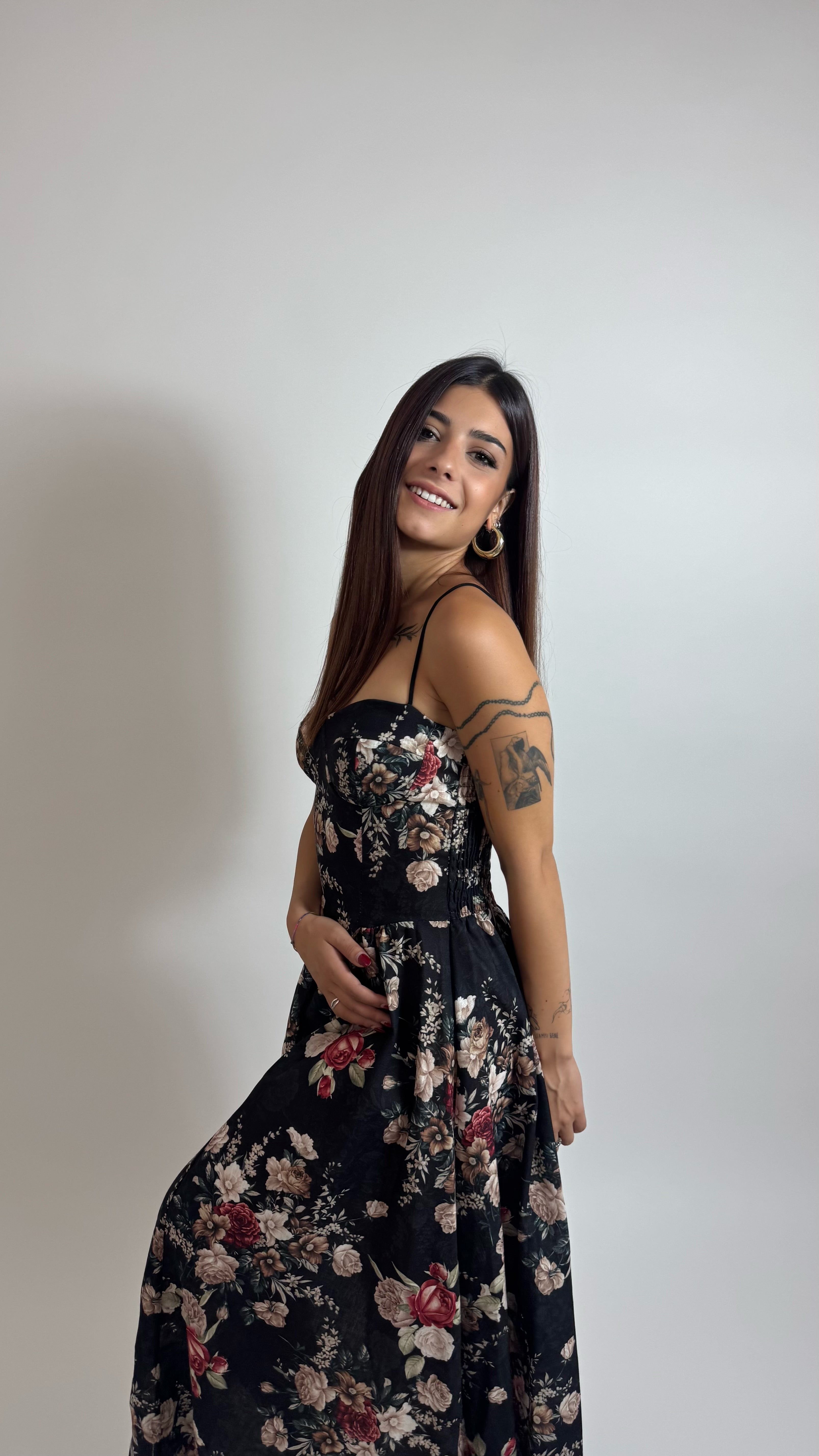 Abito Midi Garden Black