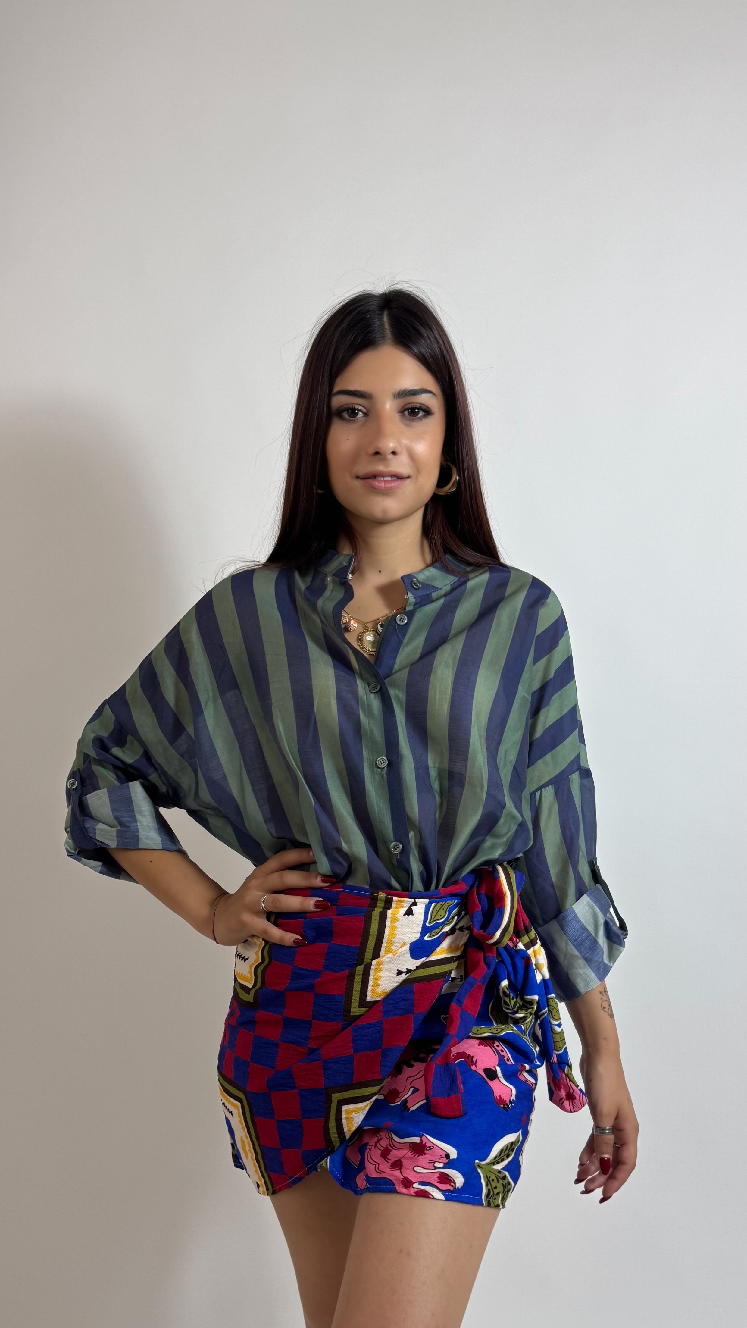 Camicia Soft Stripe Verde/Blu
