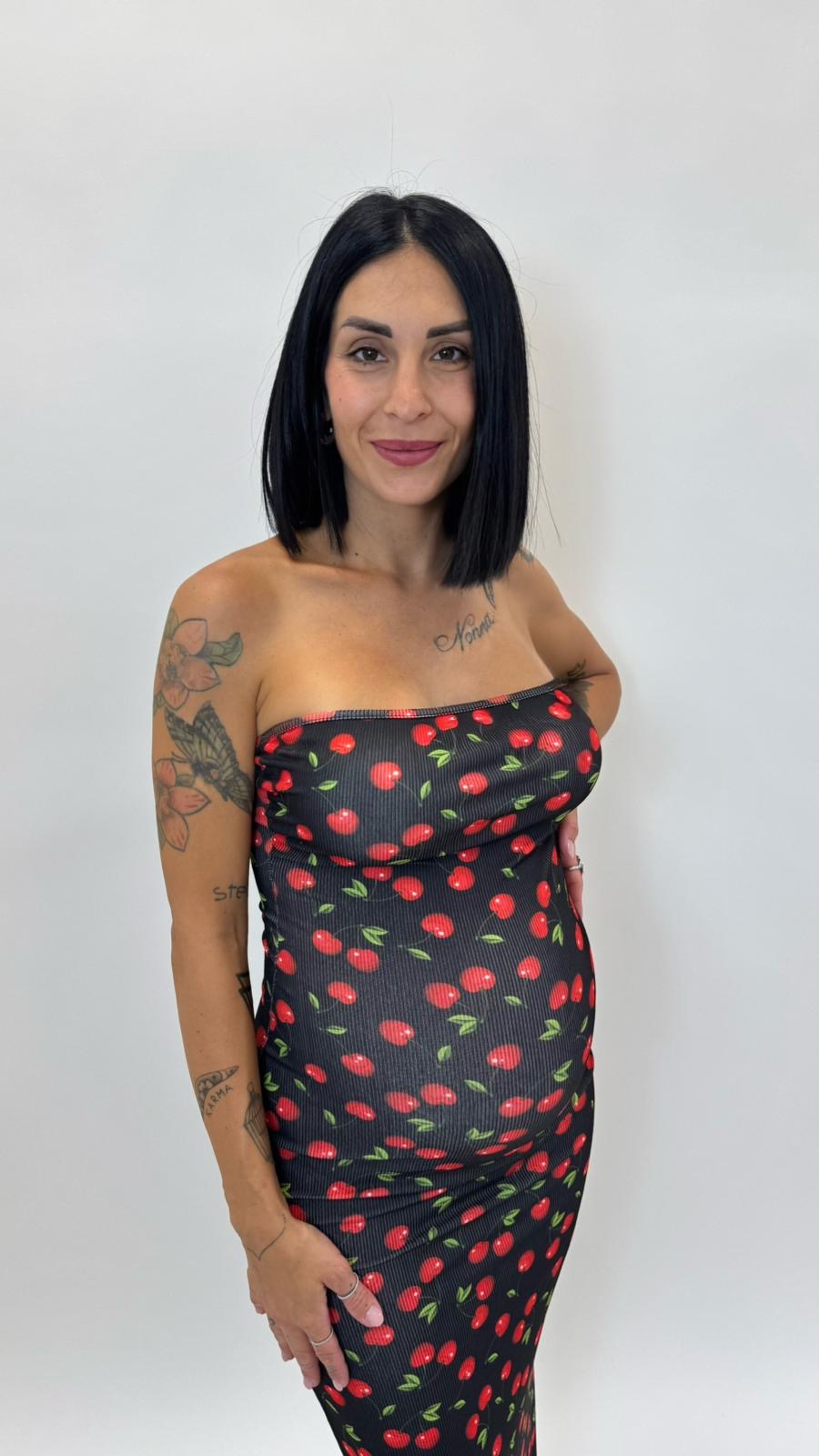 Abito Fascia Cherry Nero