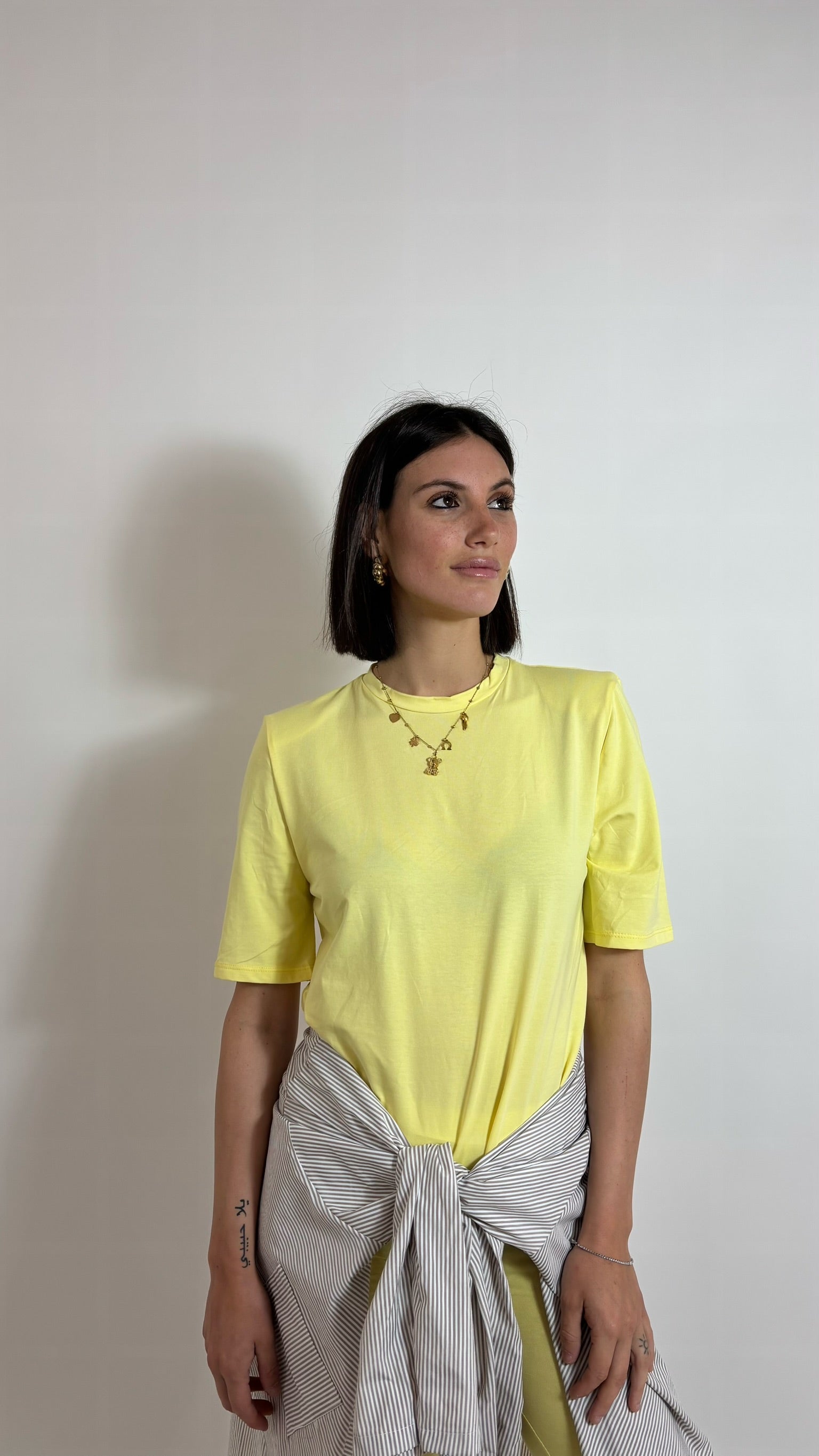 T-shirt con Spalline Light Yellow