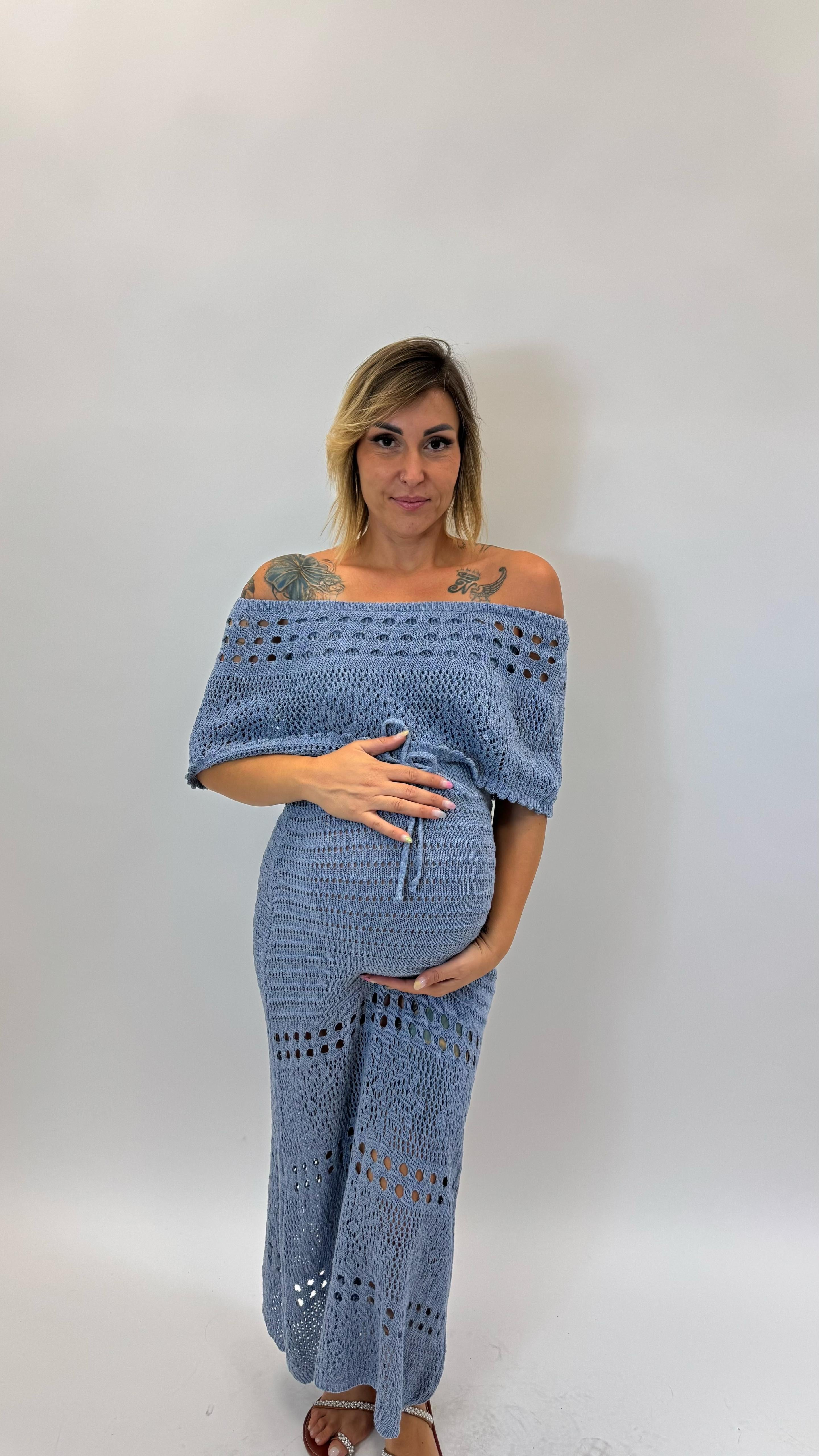 Abito Crochet Azzurro Denim