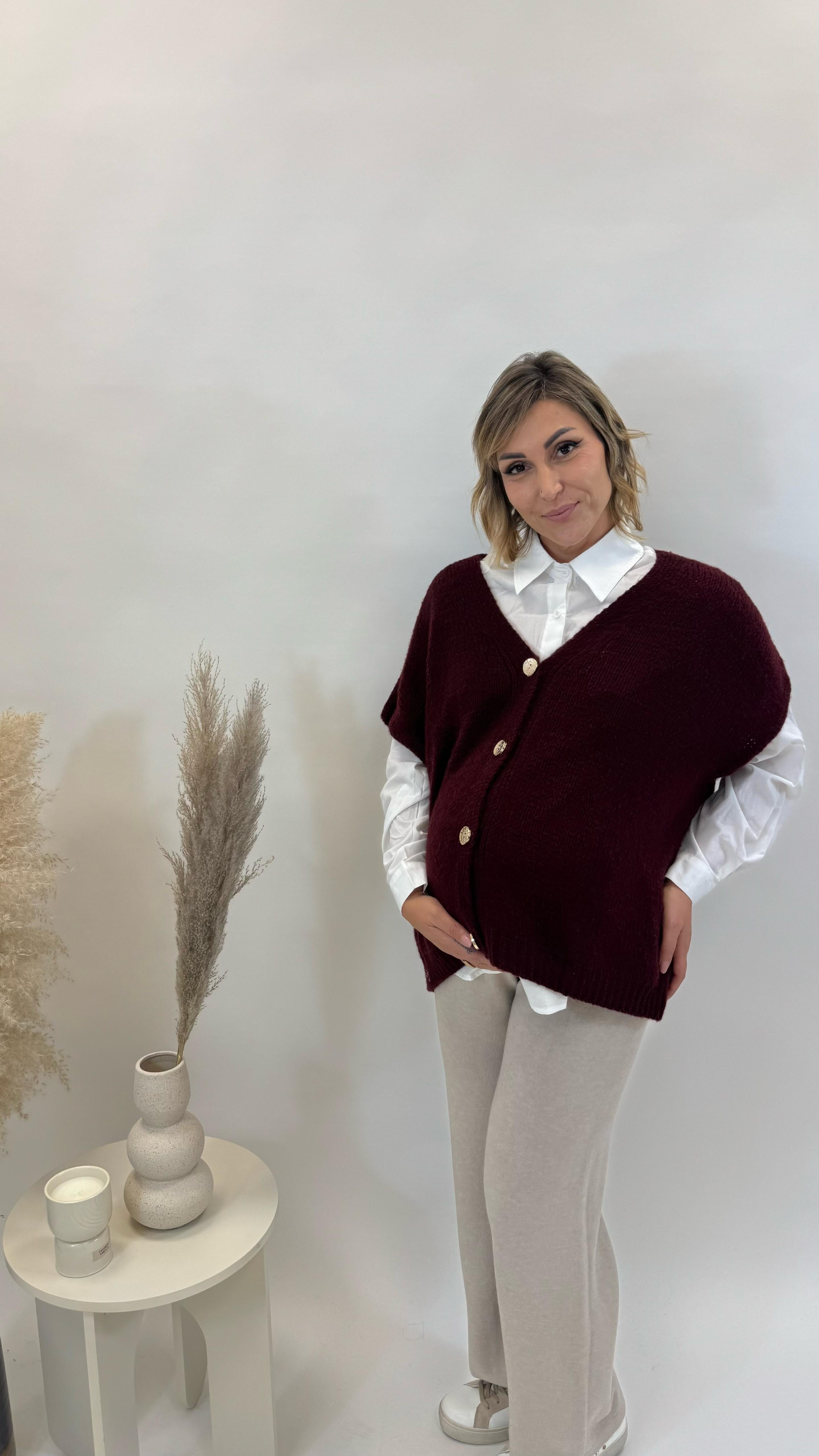 Pull Gilet Oversize Burgundy