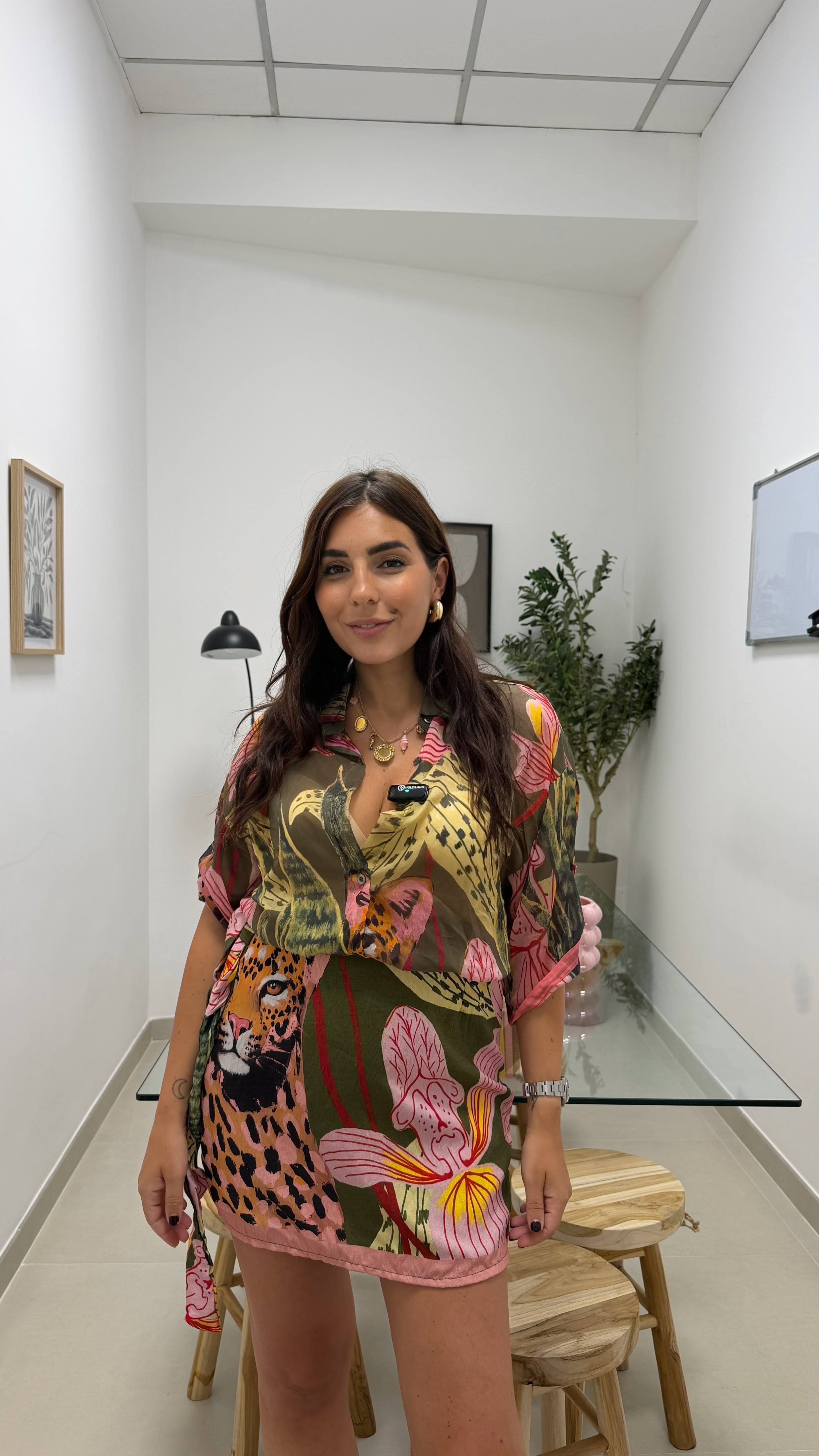 Camicia Soft Leopard Verde Utility