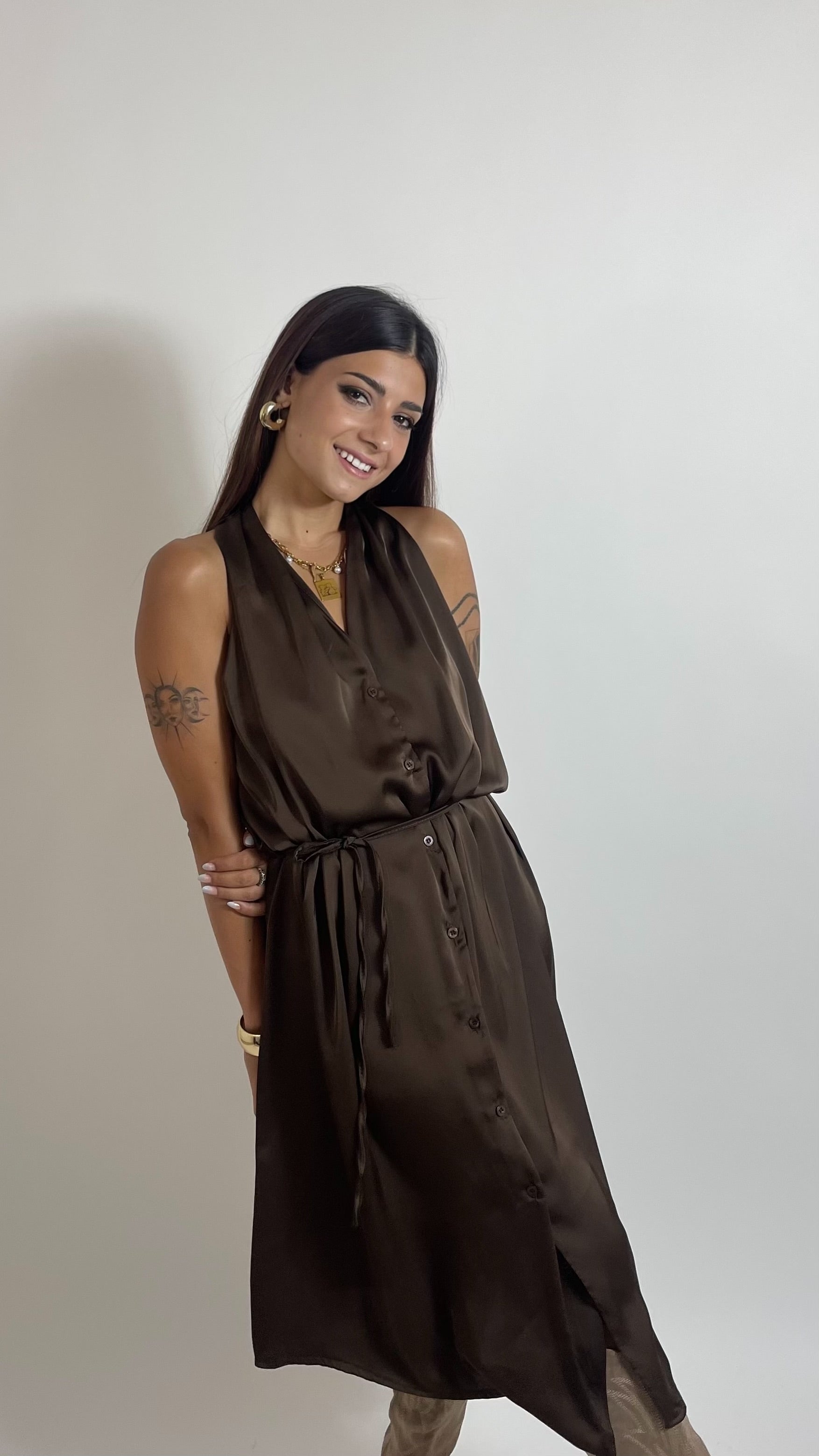 Abito Satin Flow Choco