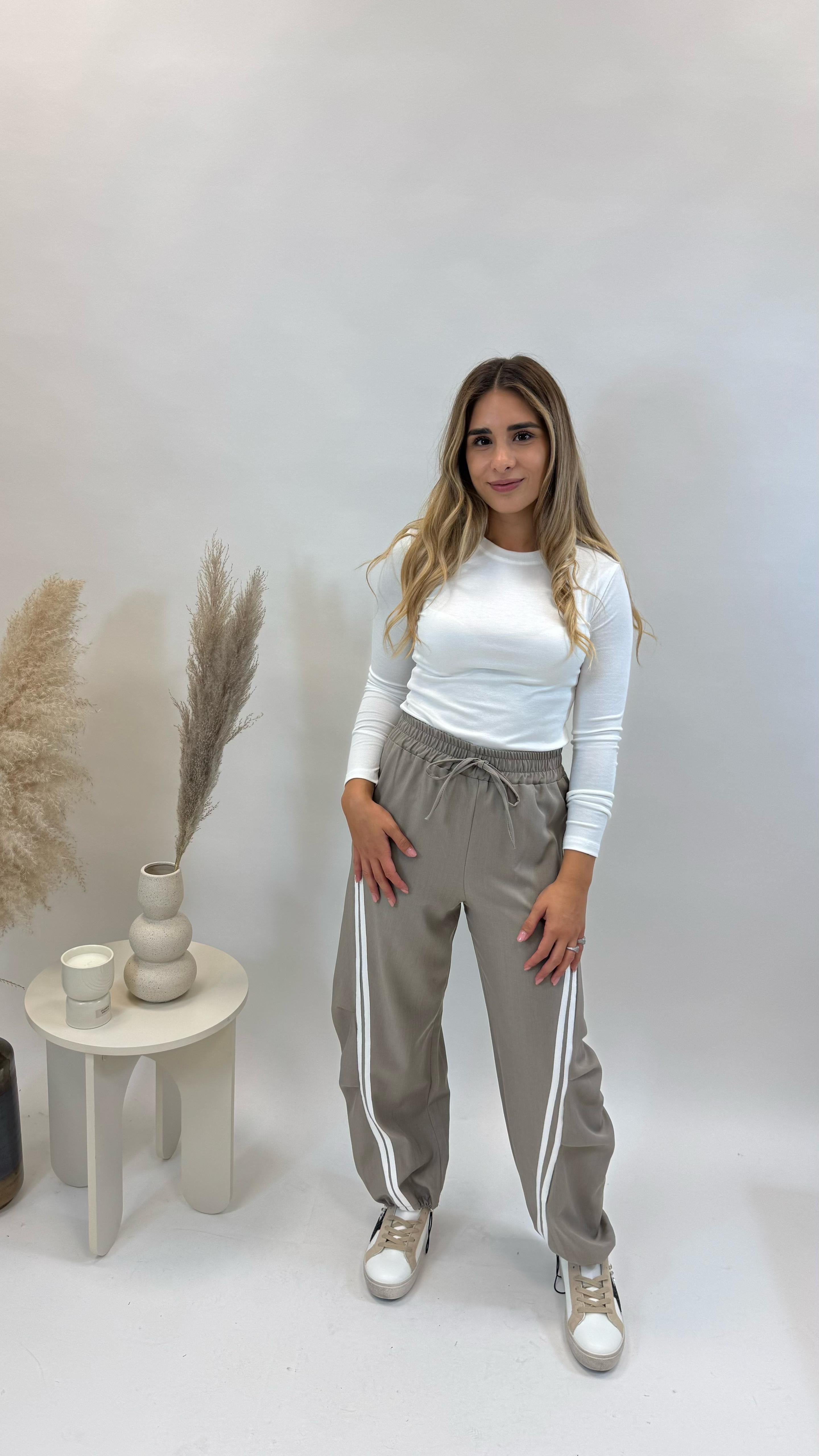 Panta Jogger Banda Laterale Tortora