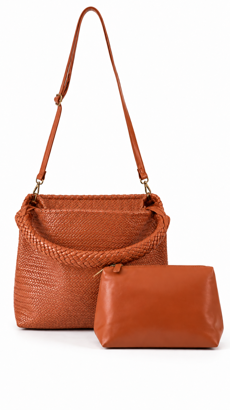 Borsa Woven Double Handle Cognac