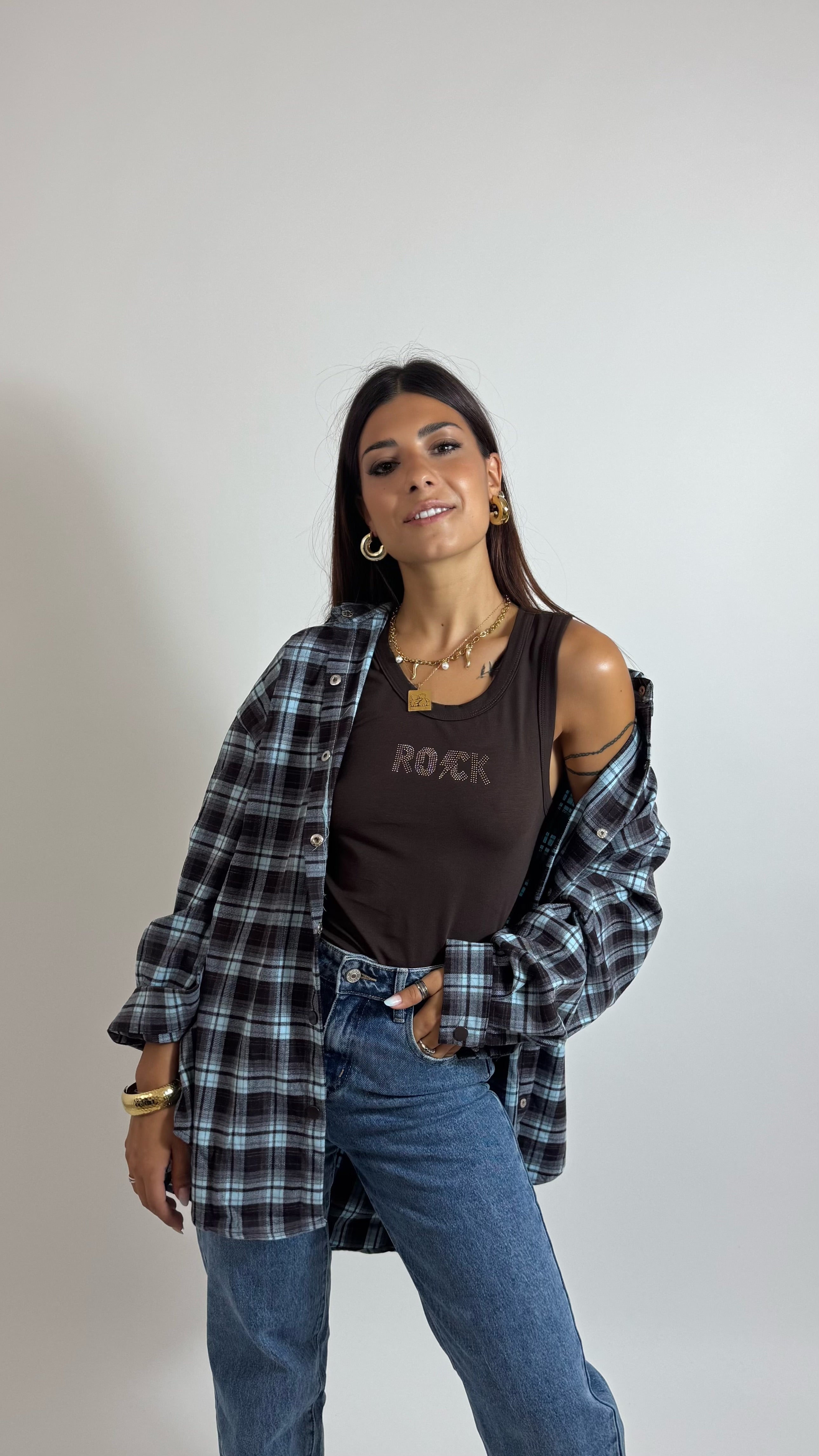 Camicia Check AweyBone Sky/Choco