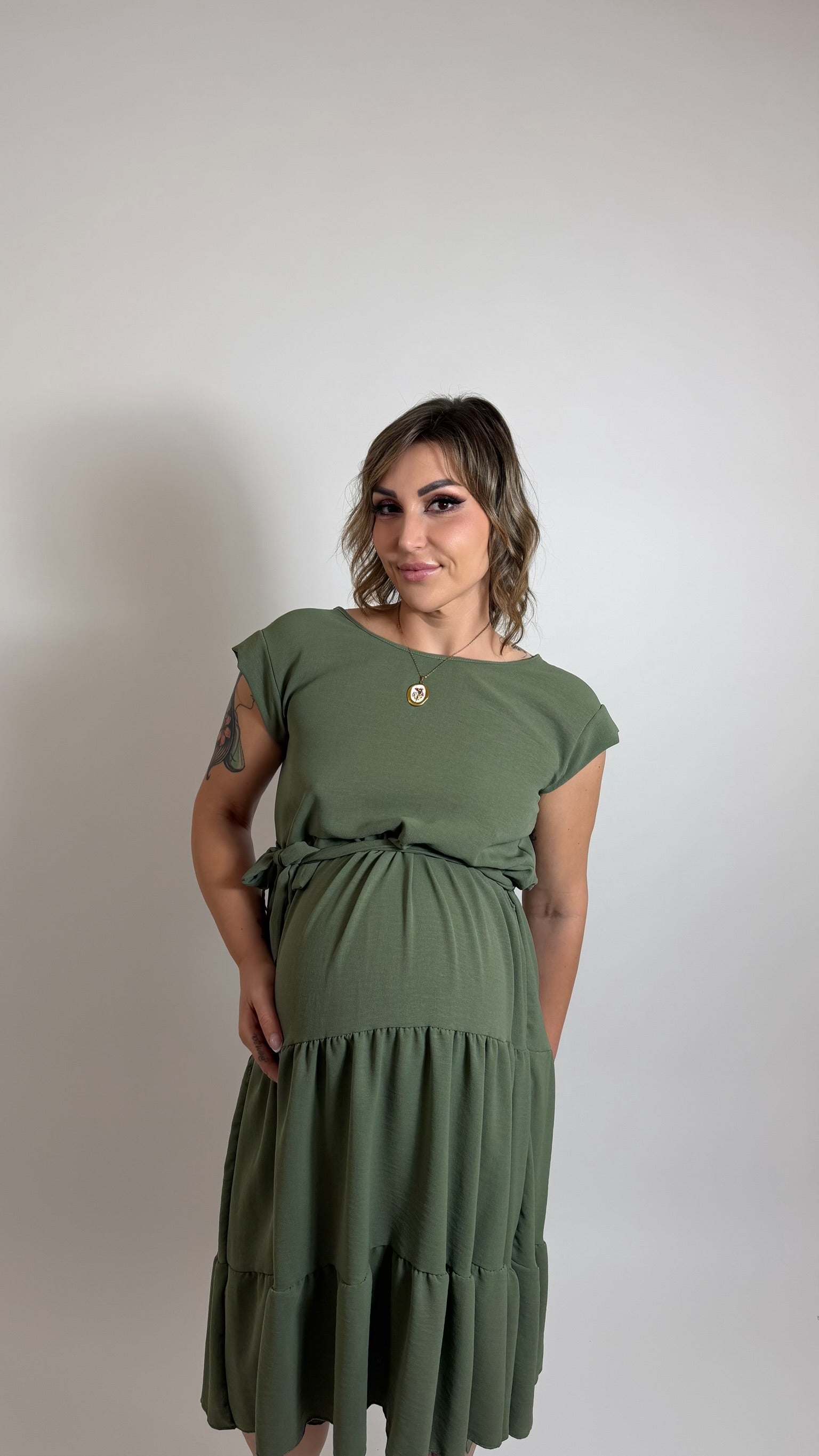 Abito Volant Verde Utility