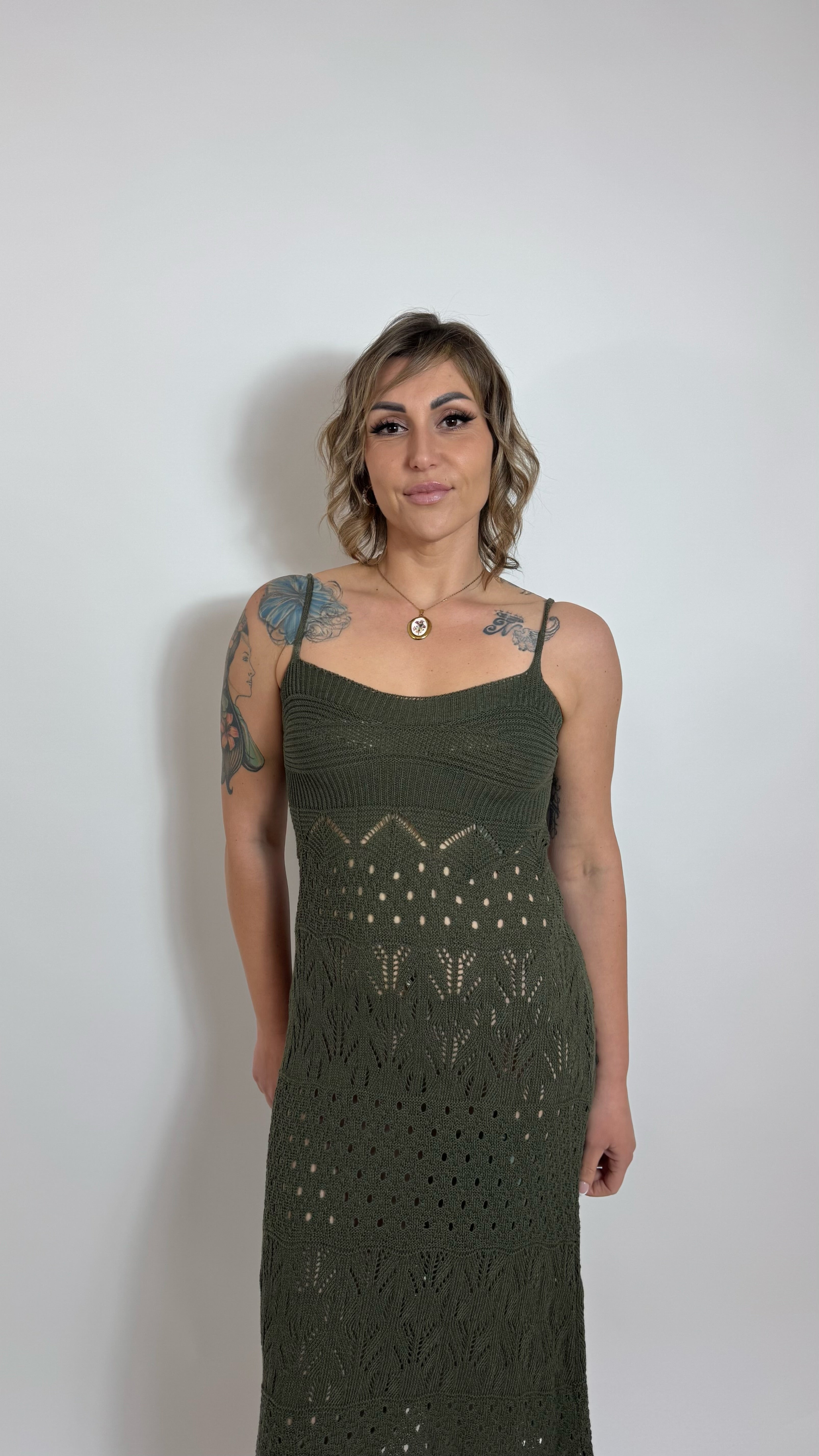Abito Panarea Crochet Minimal Verde Utility