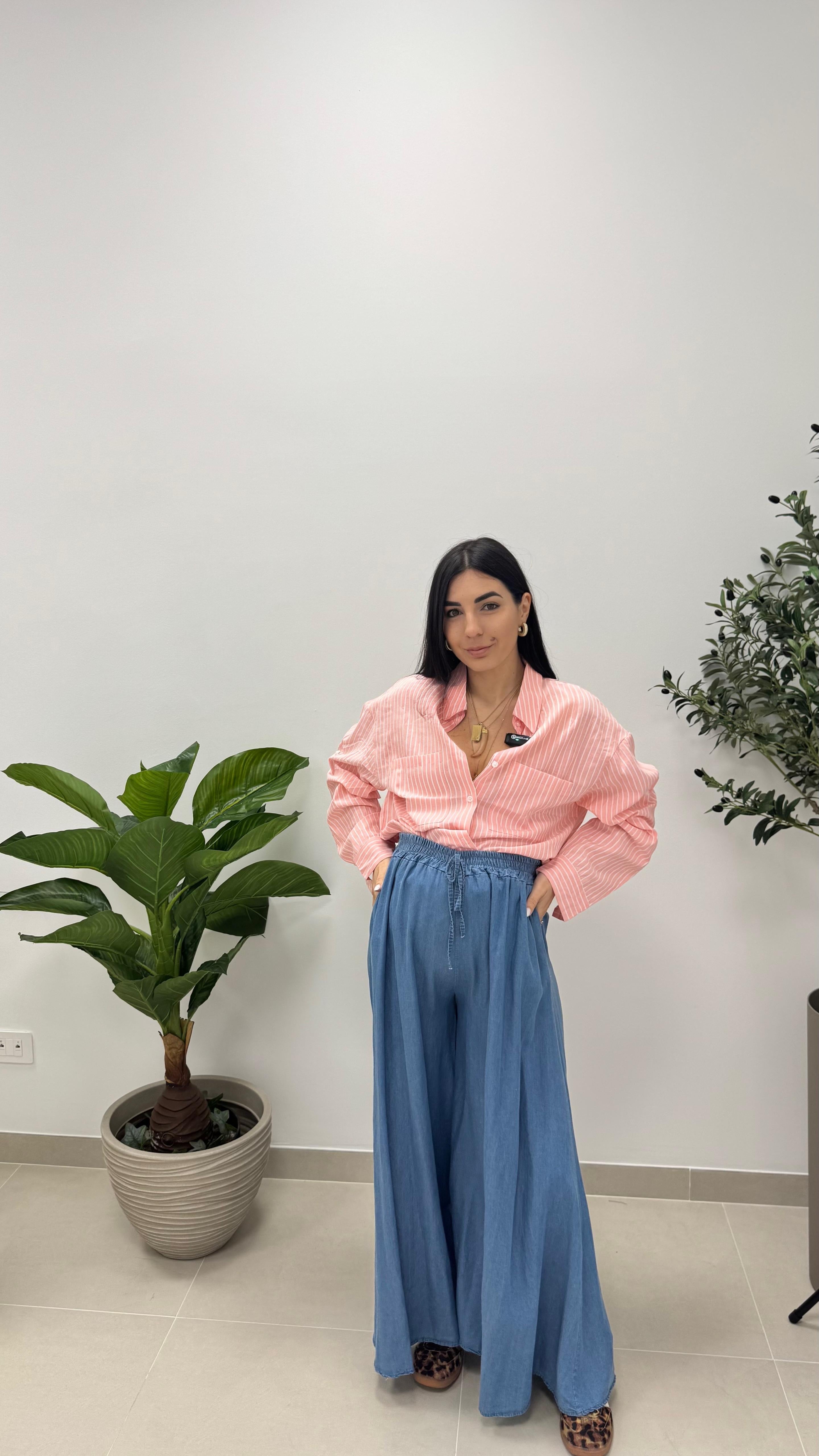 Camicia Over Stripes Salmone