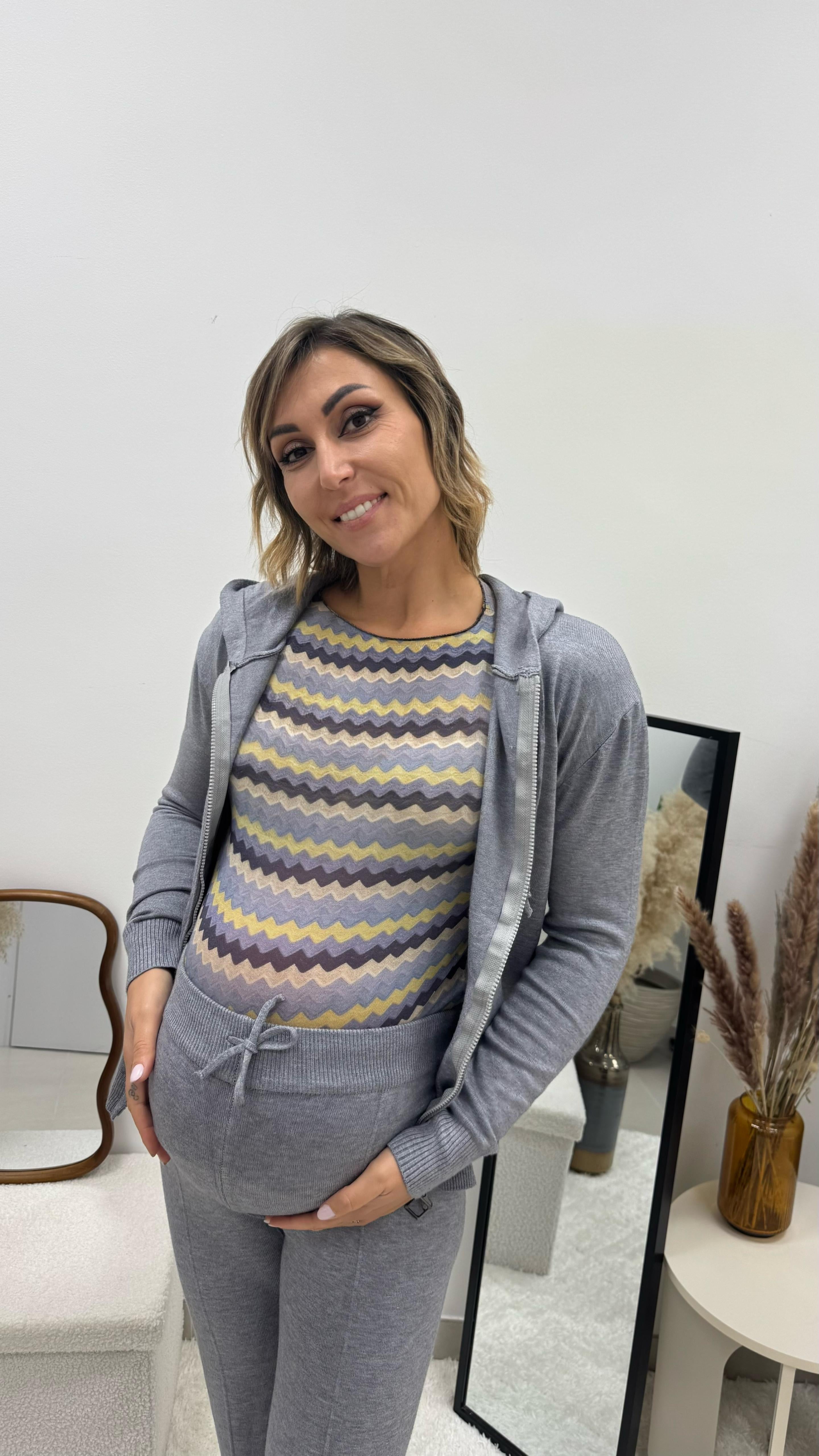 Maglia Cashmere Stampa ZigZag Celeste🩵