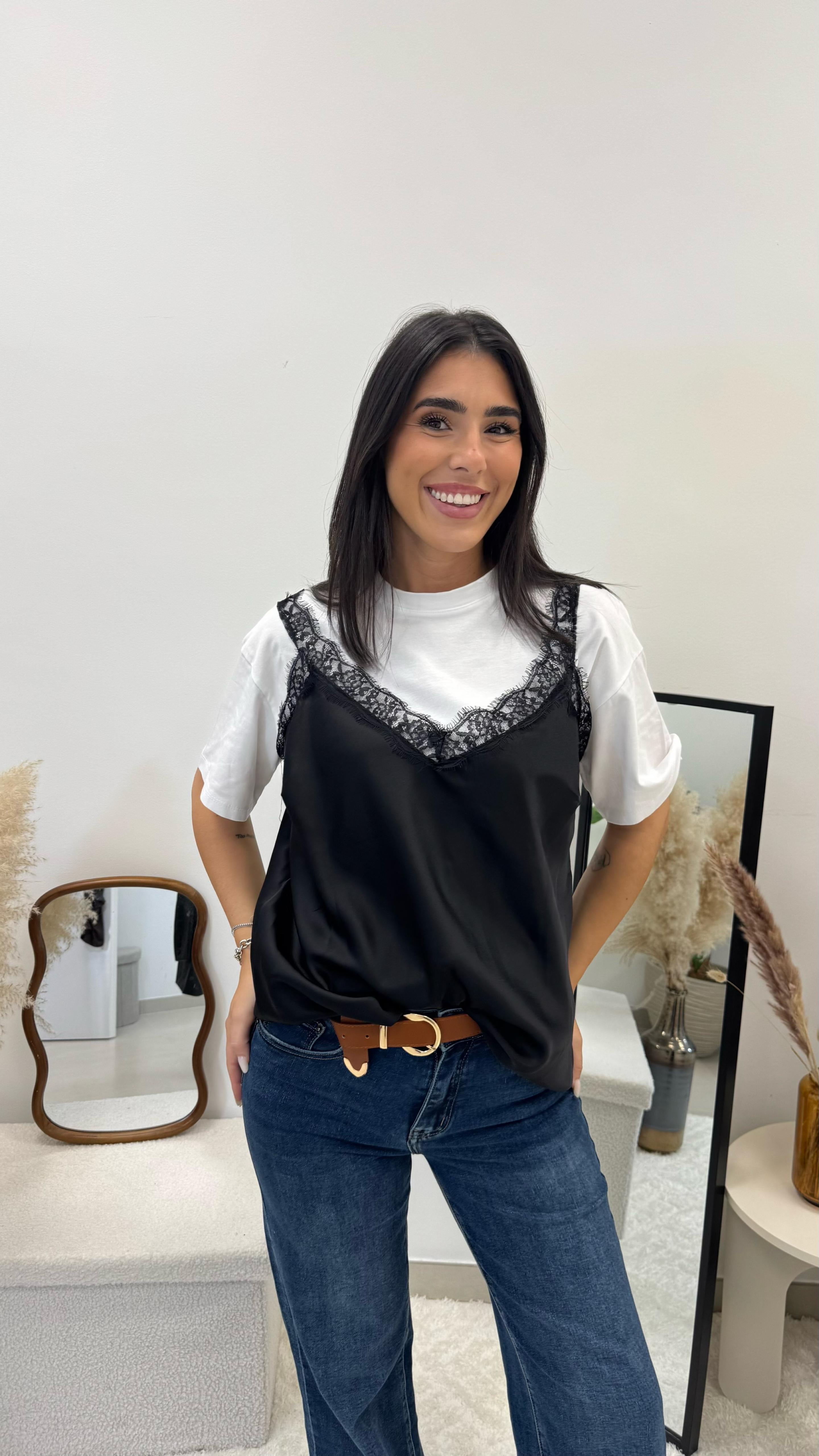 Top Silk&Lace Nero