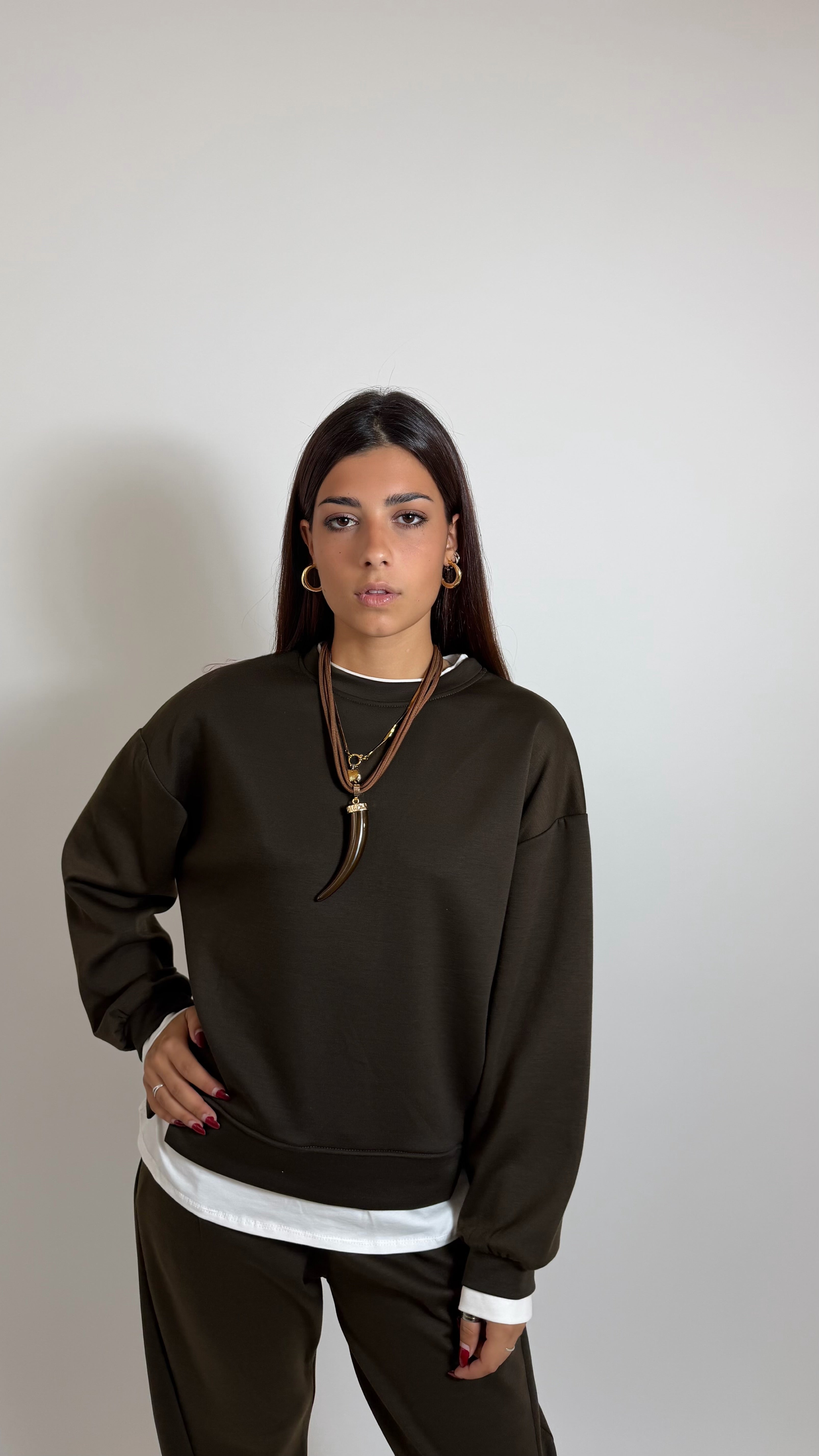 Felpa Con Maglia Over Choco