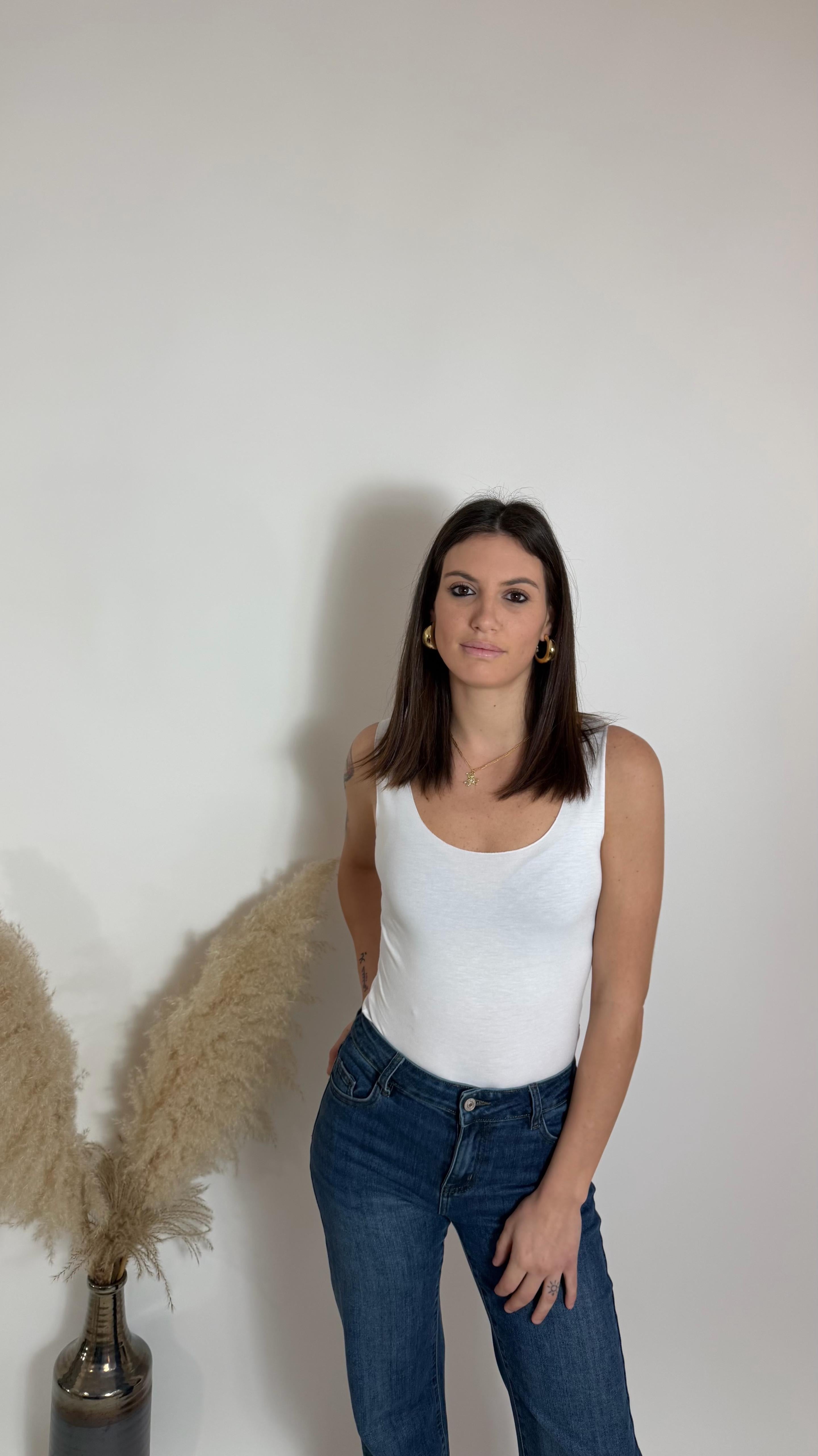 Canotta Basic Cucitura Laser Bianca