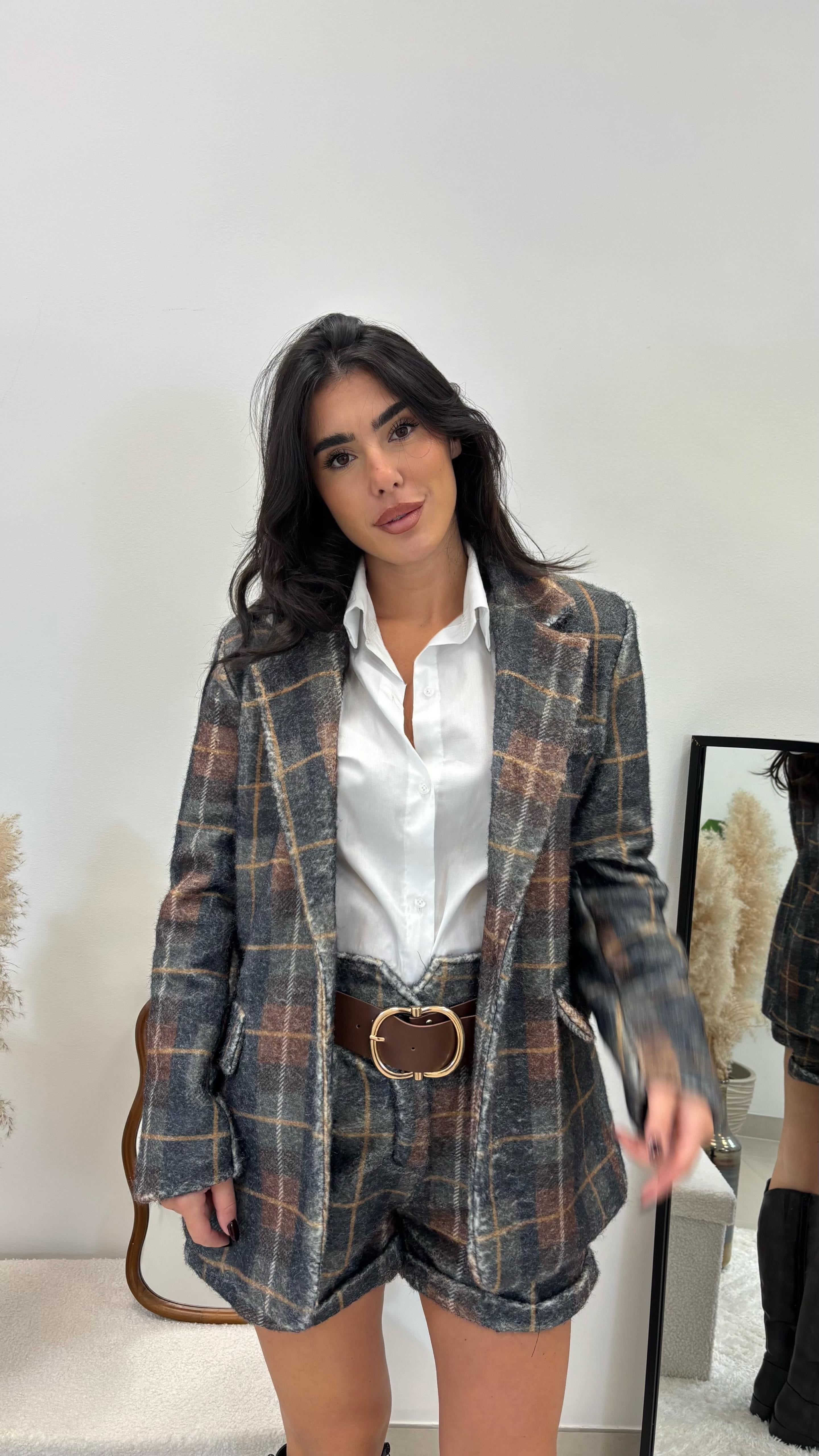 Giacca Quadroni Flanella Antracite