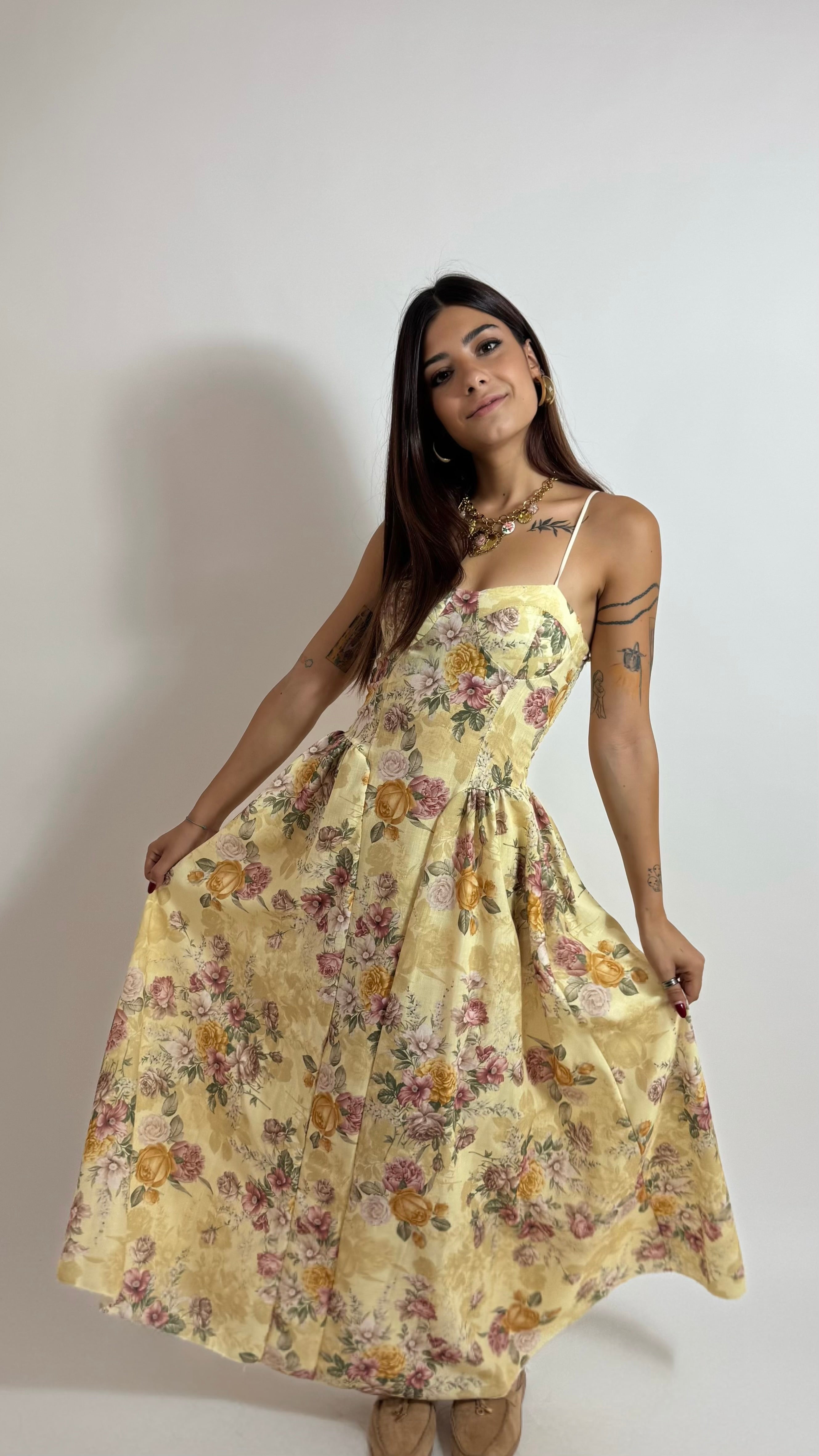 Abito Midi Garden Yellow