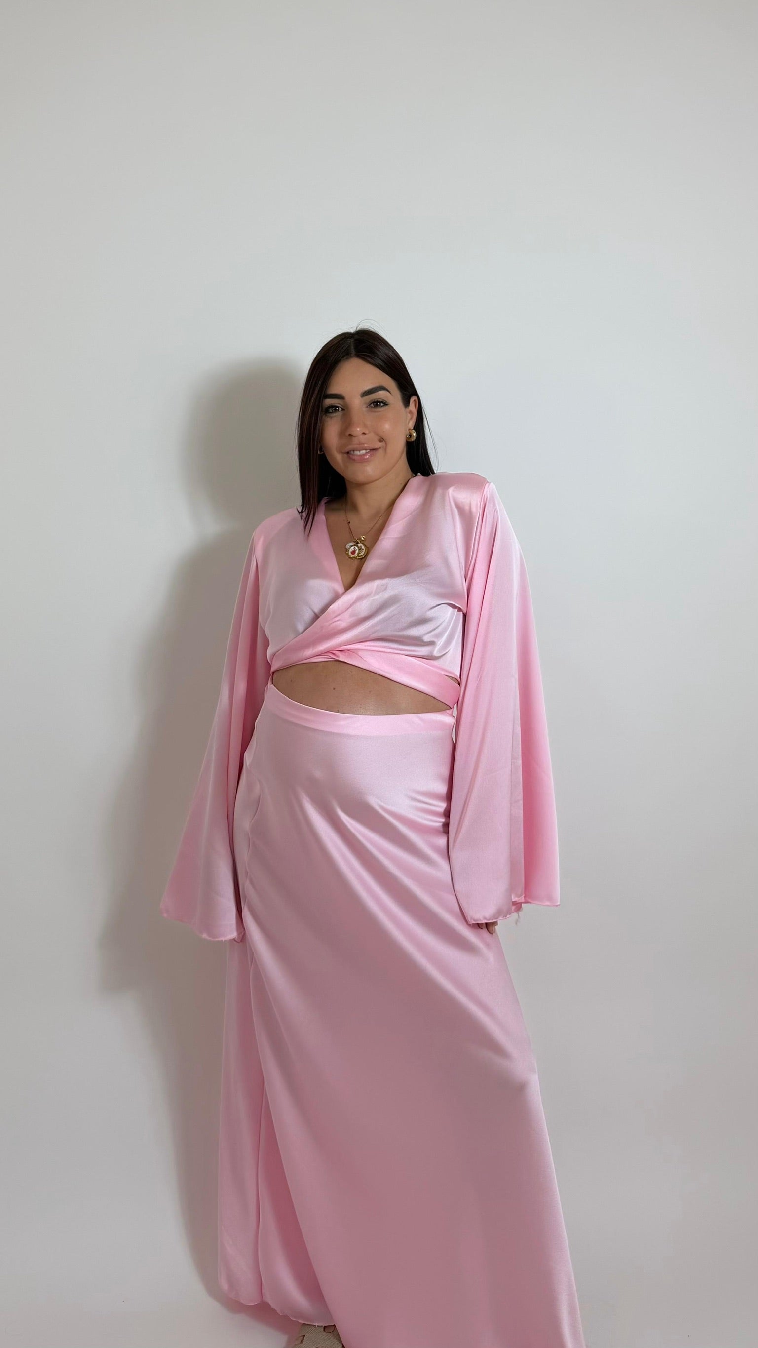 Set Silk Top & Skirt Rosa