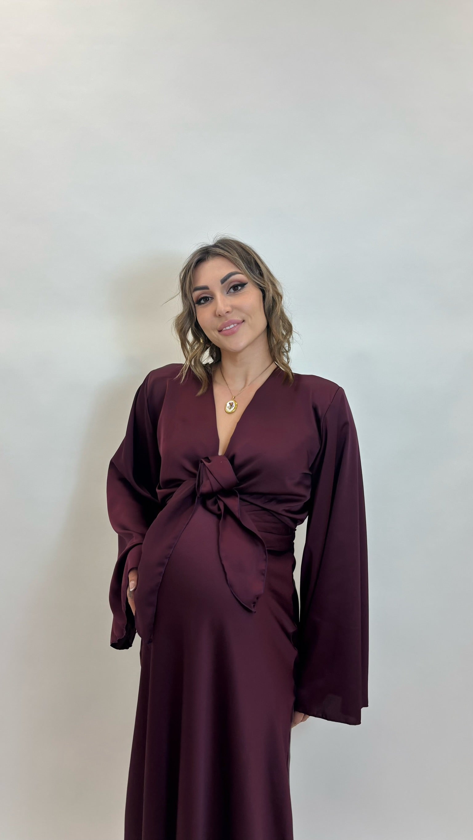 Set Silk Top & Skirt Burgundy