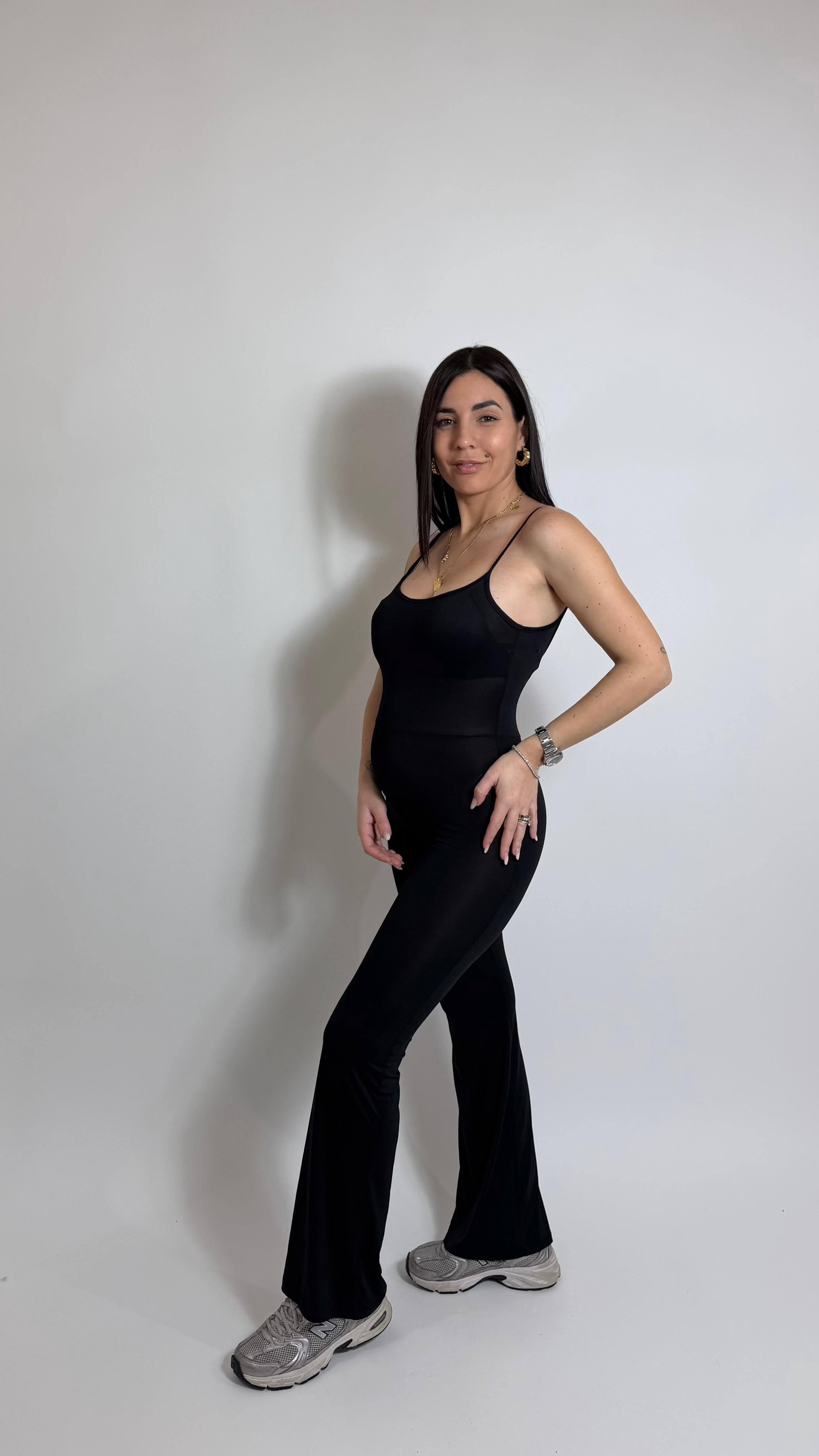 Jumpsuit Second Skin - Bretella Sottile - Flare / Nera