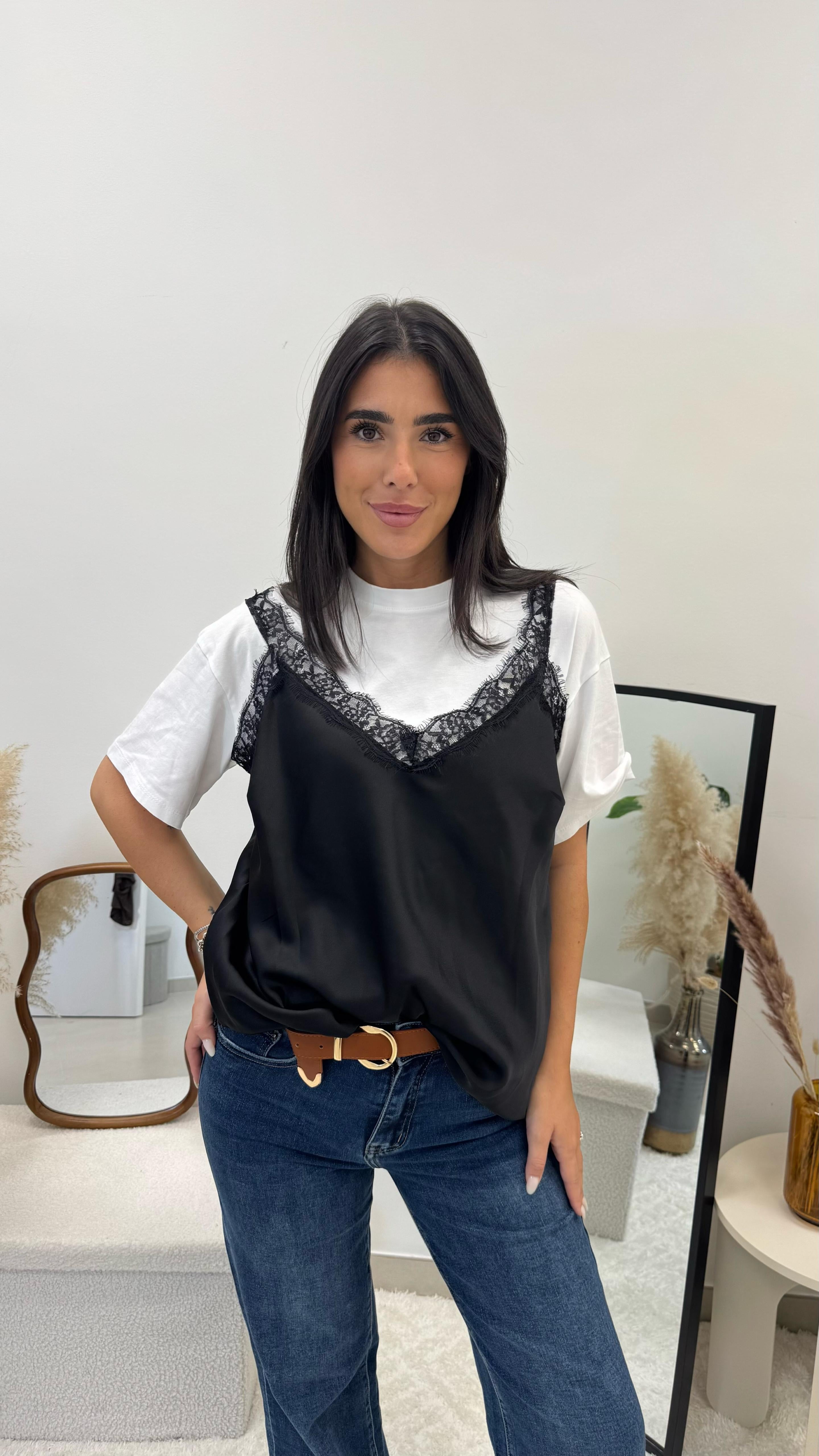 Top Silk&Lace Nero