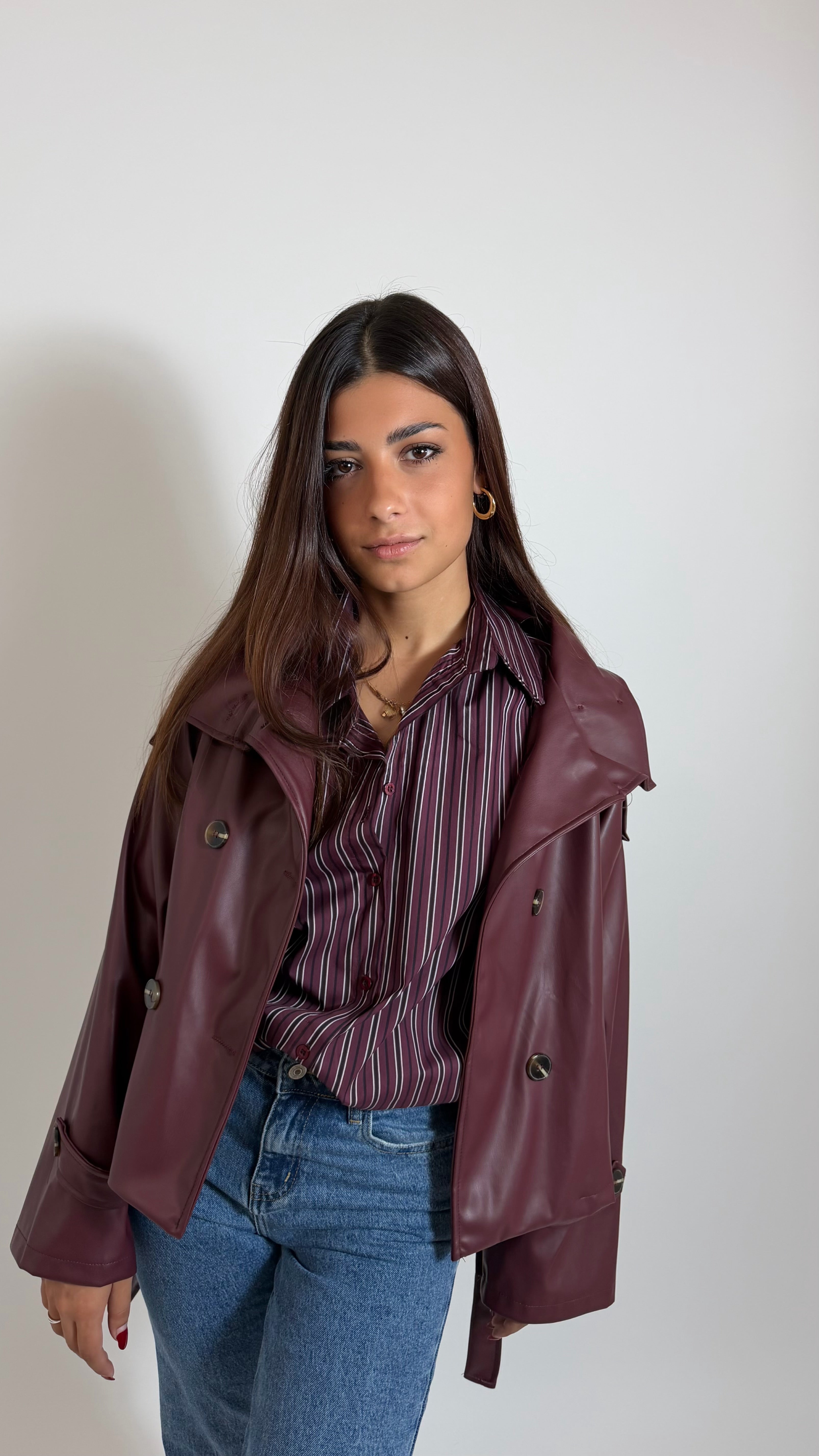 Mini Trench Ecopelle Burgundy