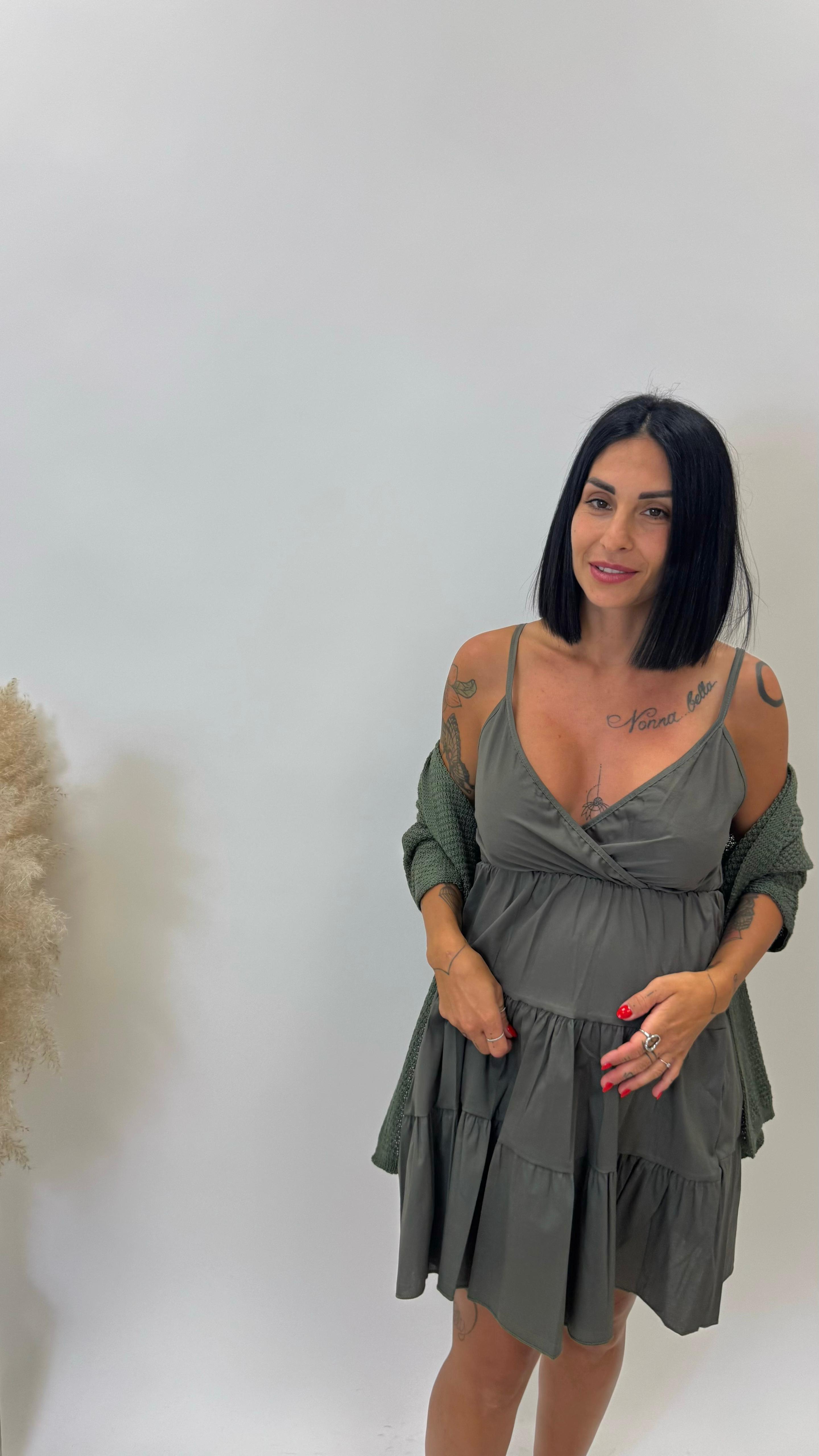 Cardigan 3/4 Traforato Verde Utility