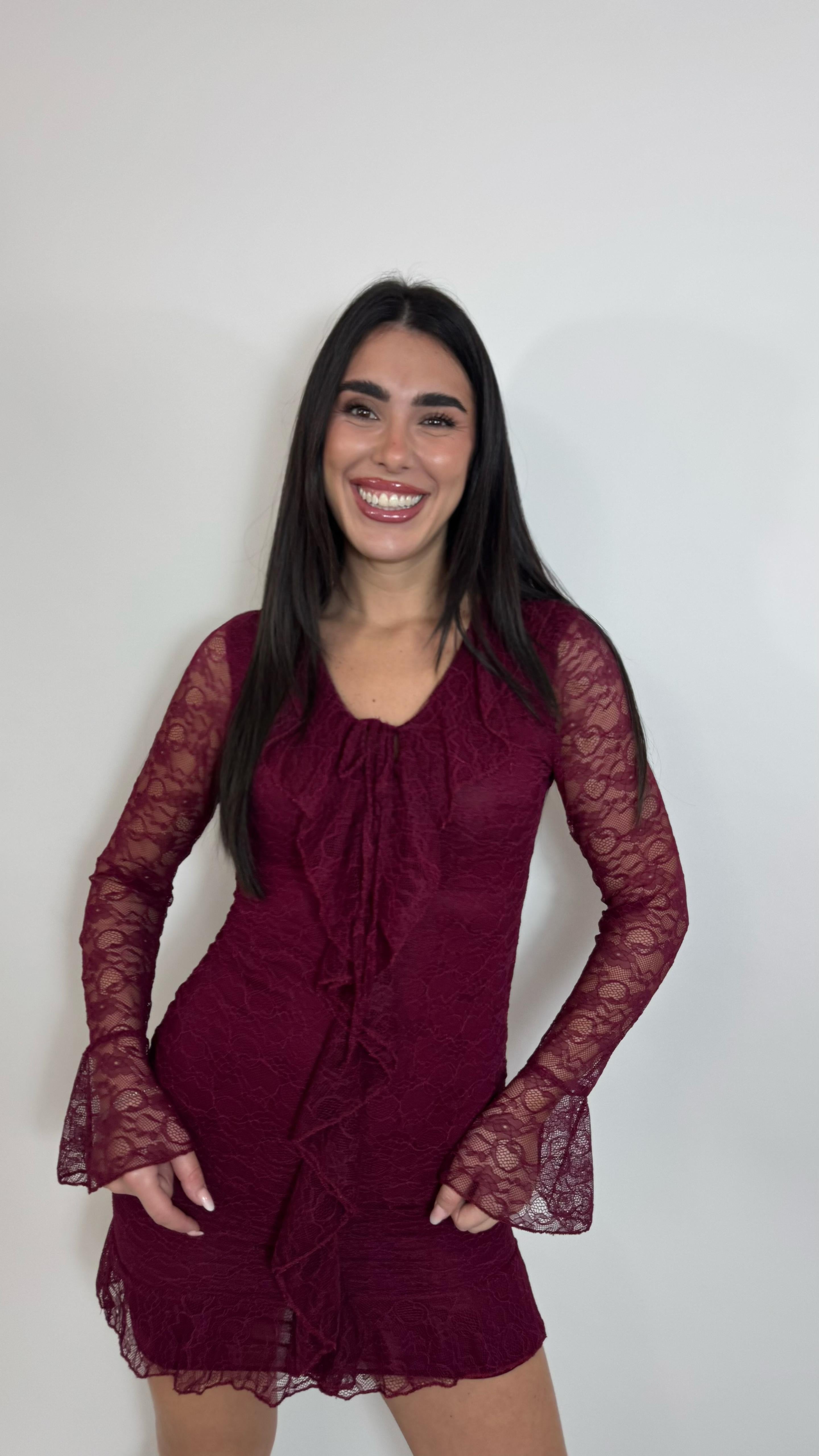 🥂 Minidress Lace Romance Burgundy