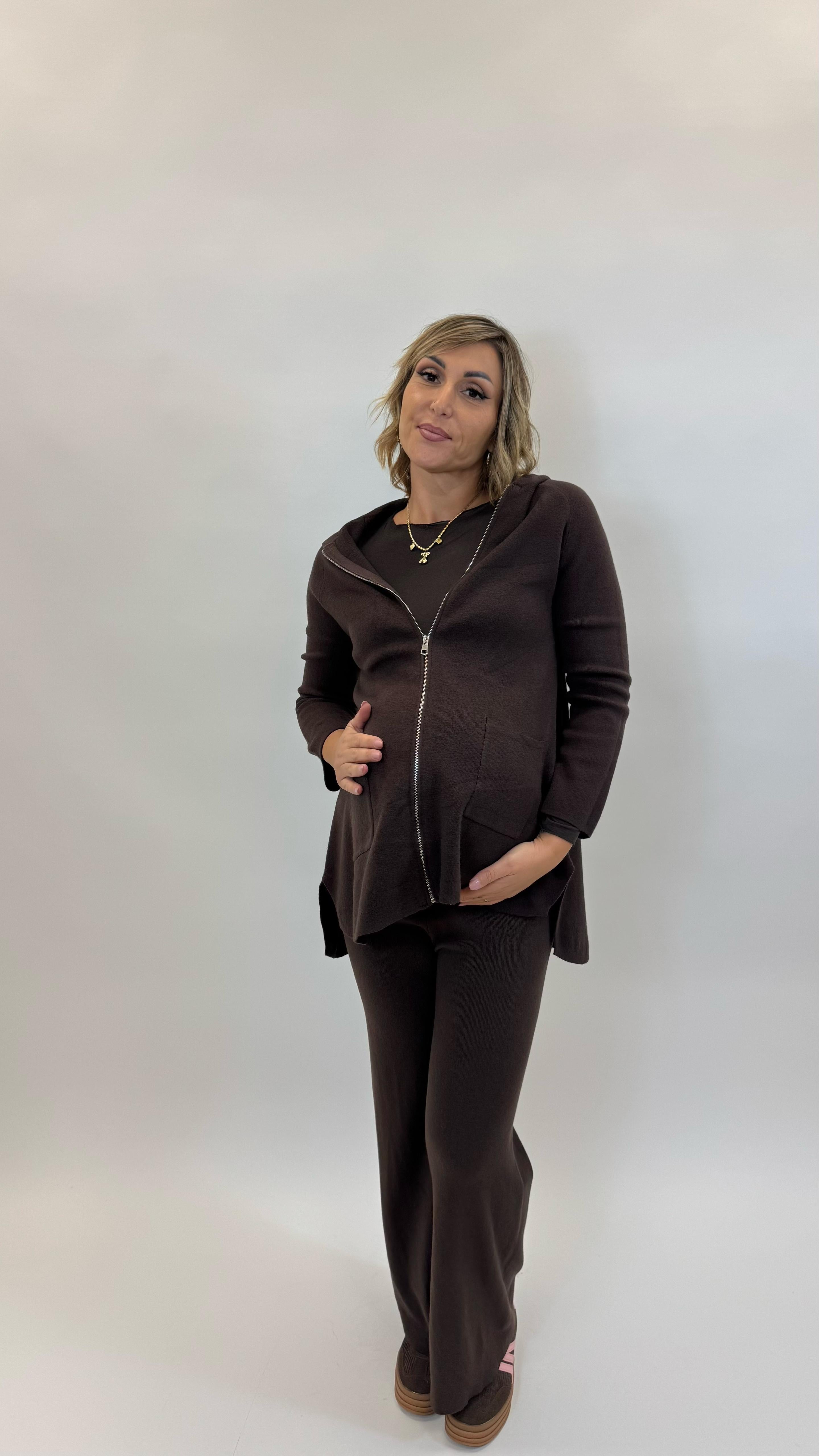 Maxi Pull con Zip Choco