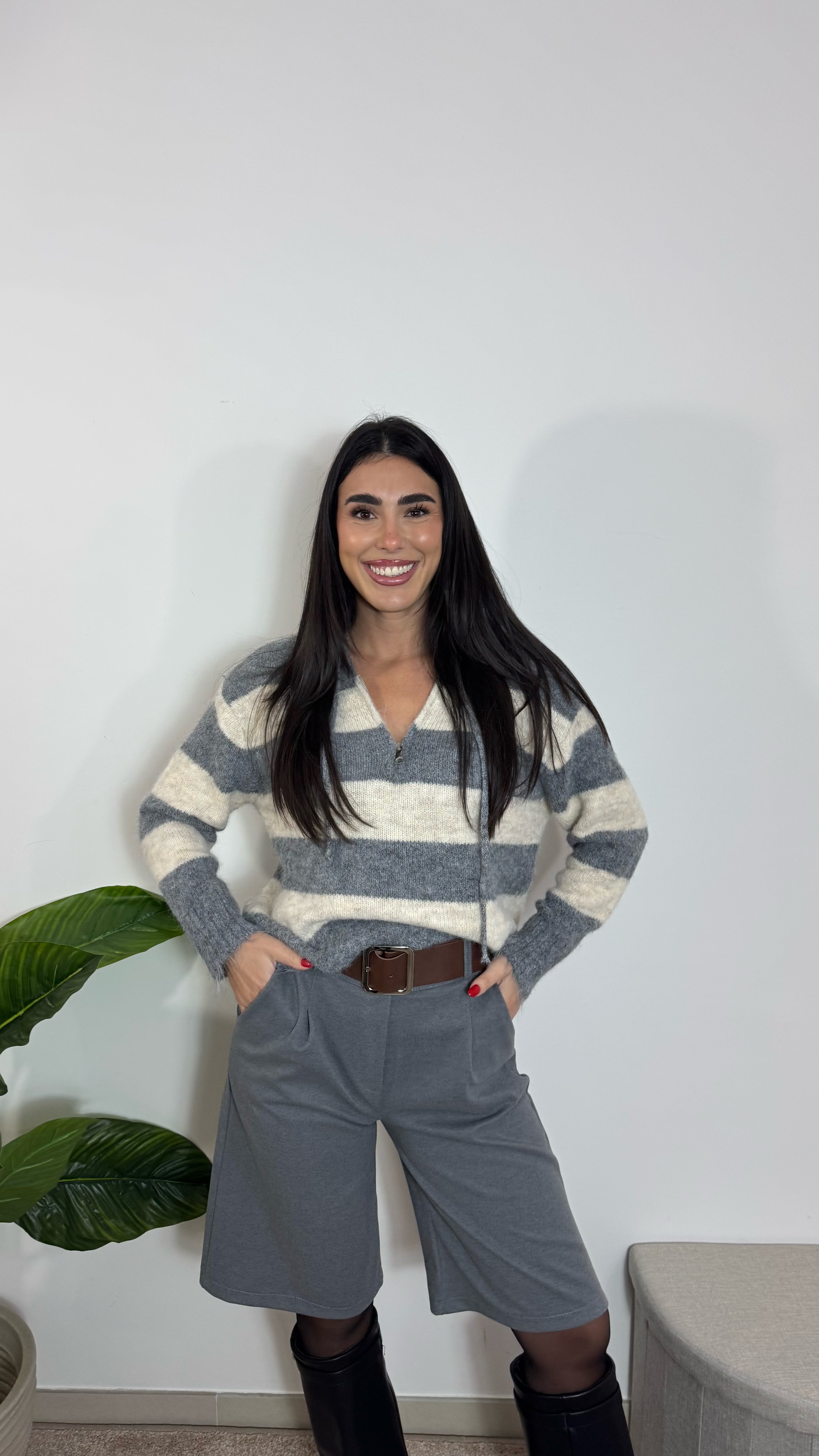 Bermuda Con Cinta Grigio Perla