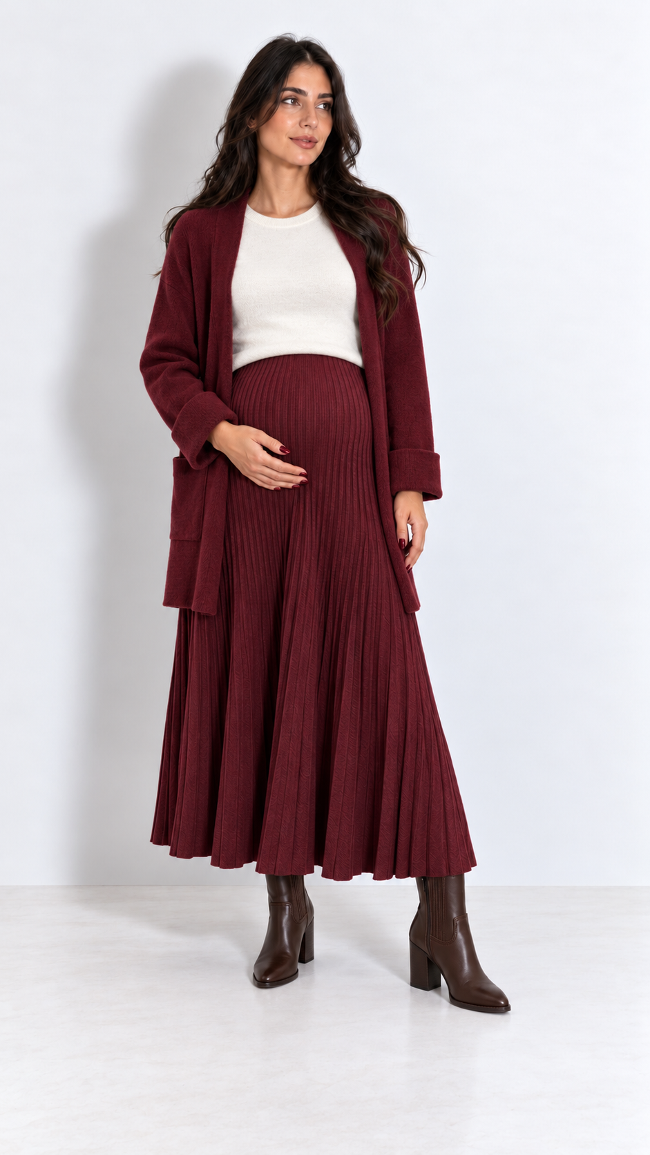Longuette Maglina Plissé Burgundy