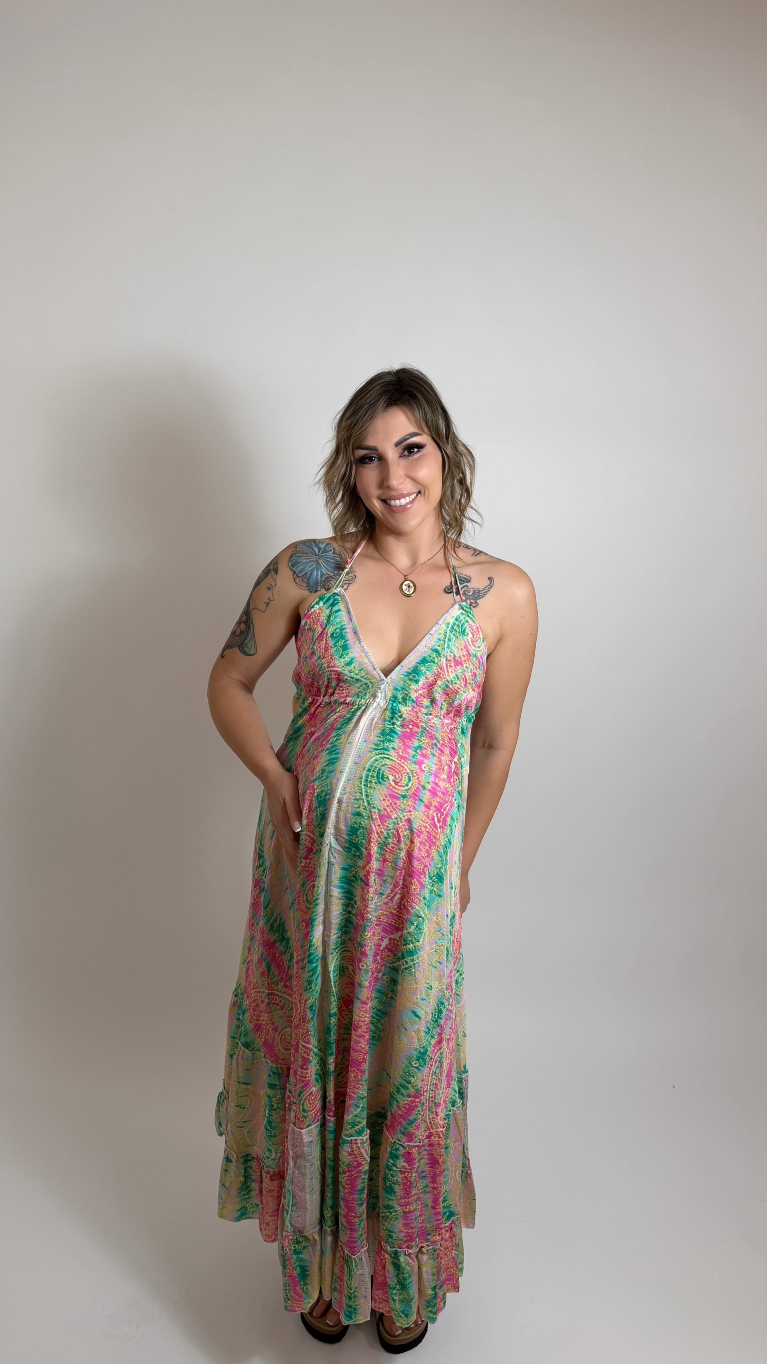 Abito Baleari Verde/Pink
