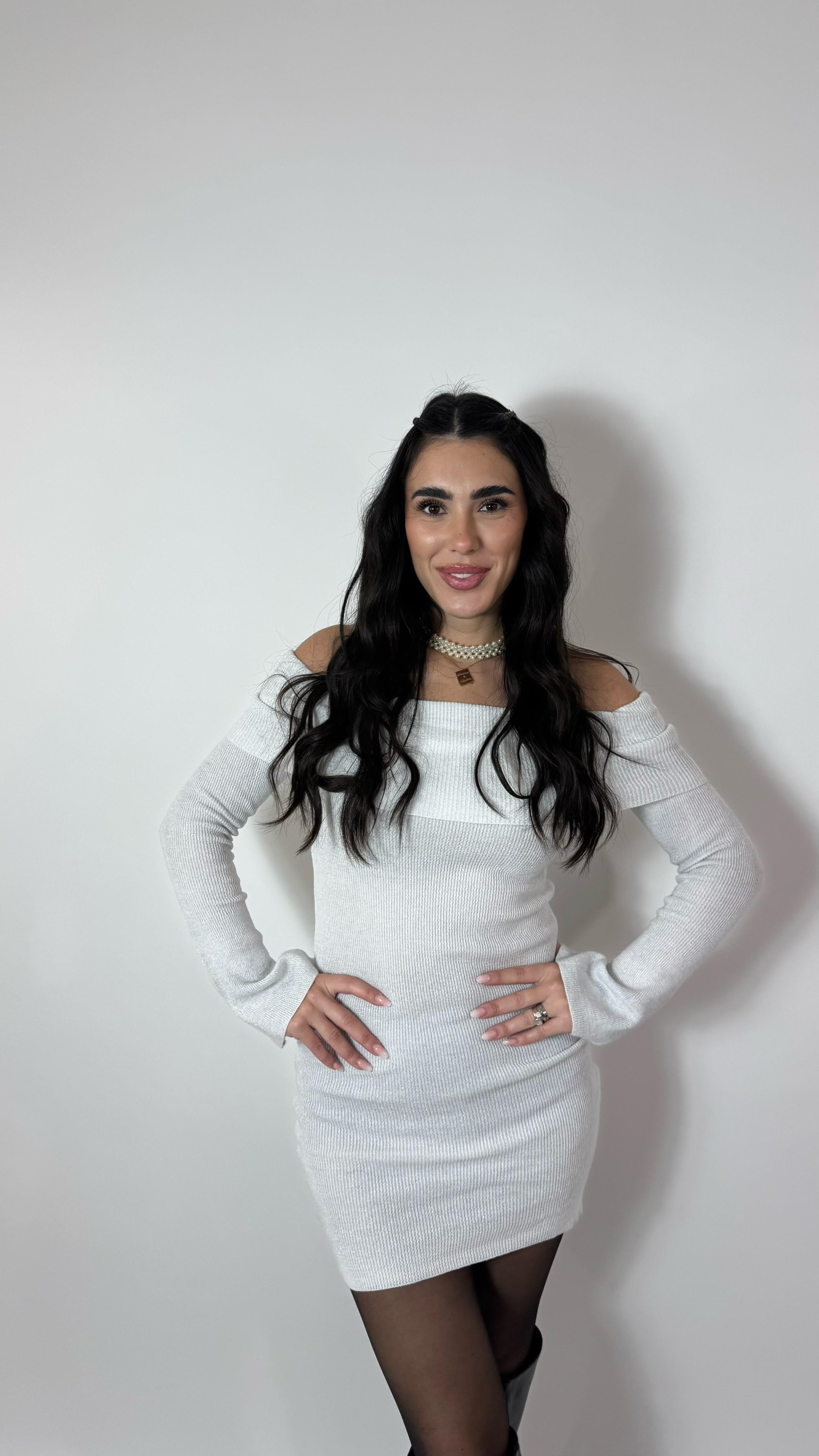 Minidress Shiffer Lurex Bianco