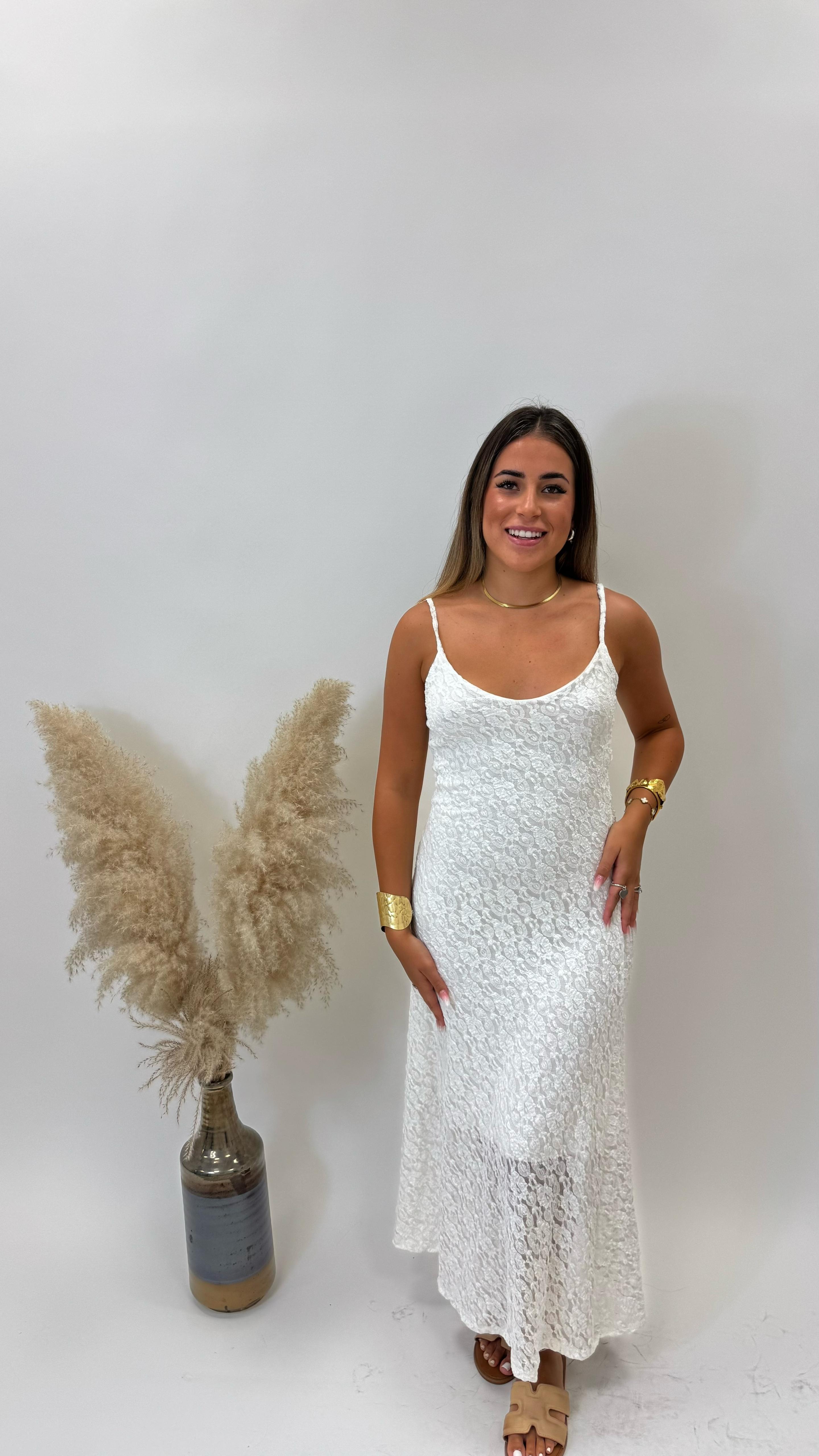 Abito Sirena In Pizzo Bianco