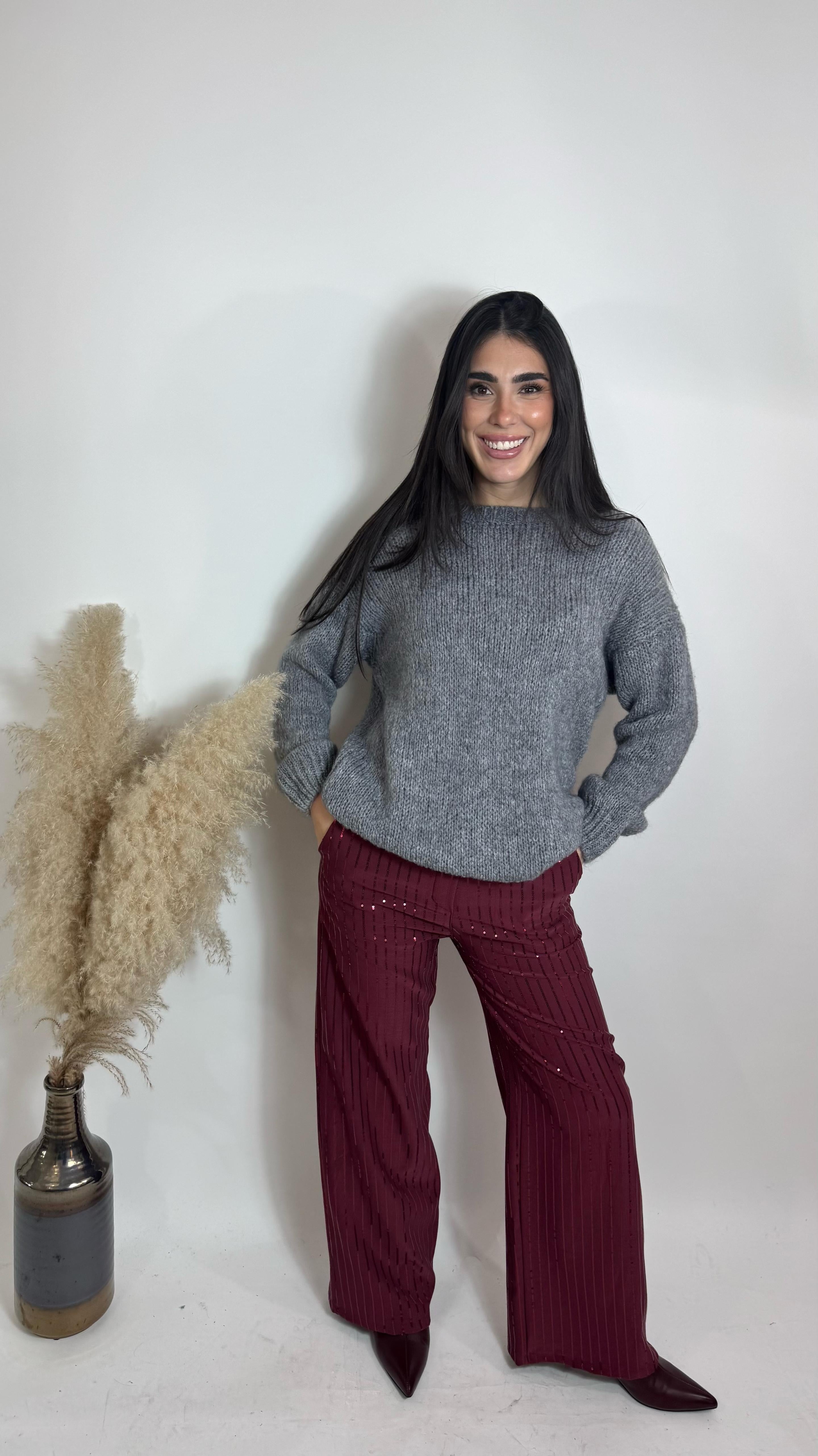 Pantalone Shine Tessuto Classico Burgundy