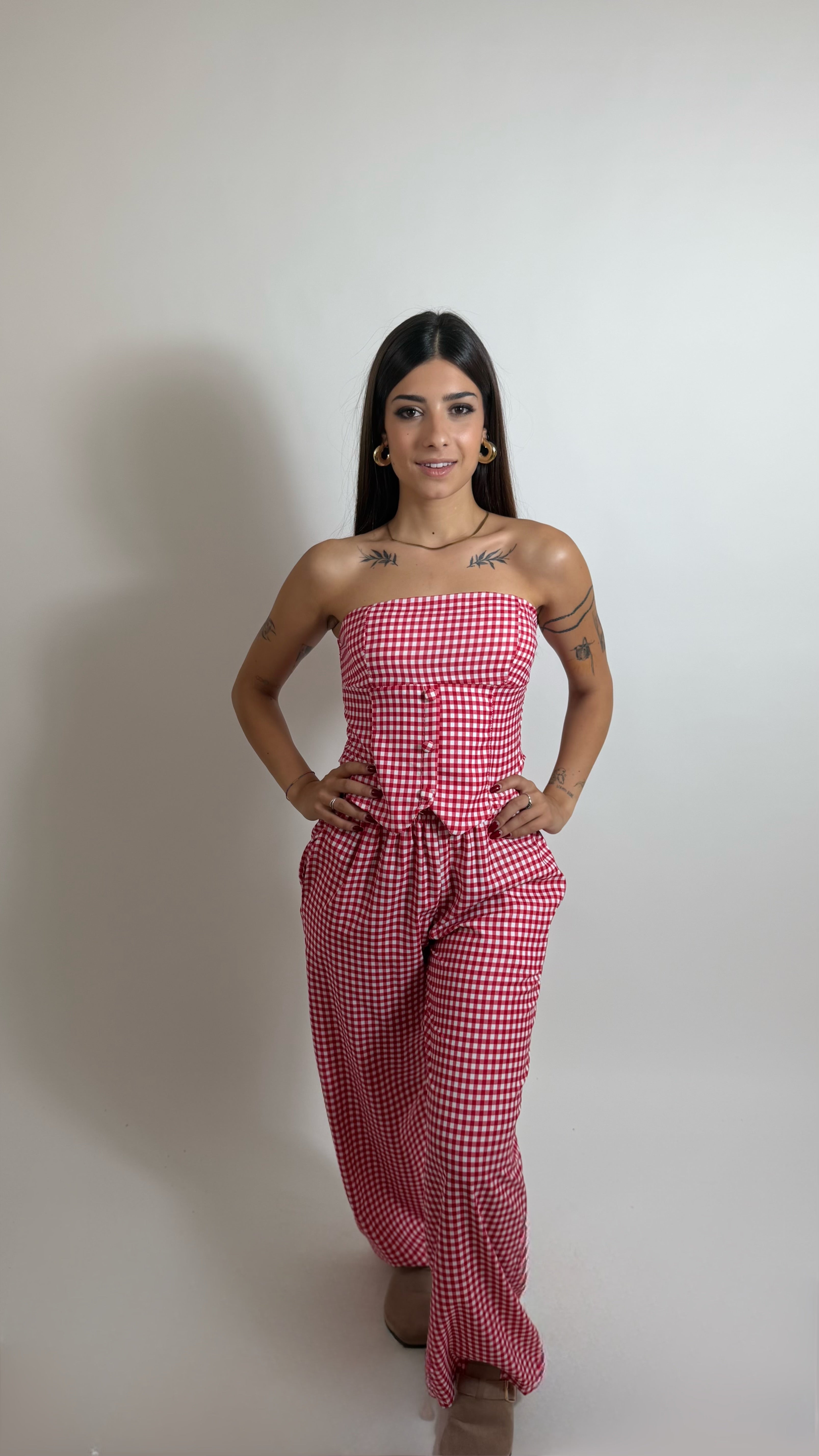 Set Corset Vichy Rosso