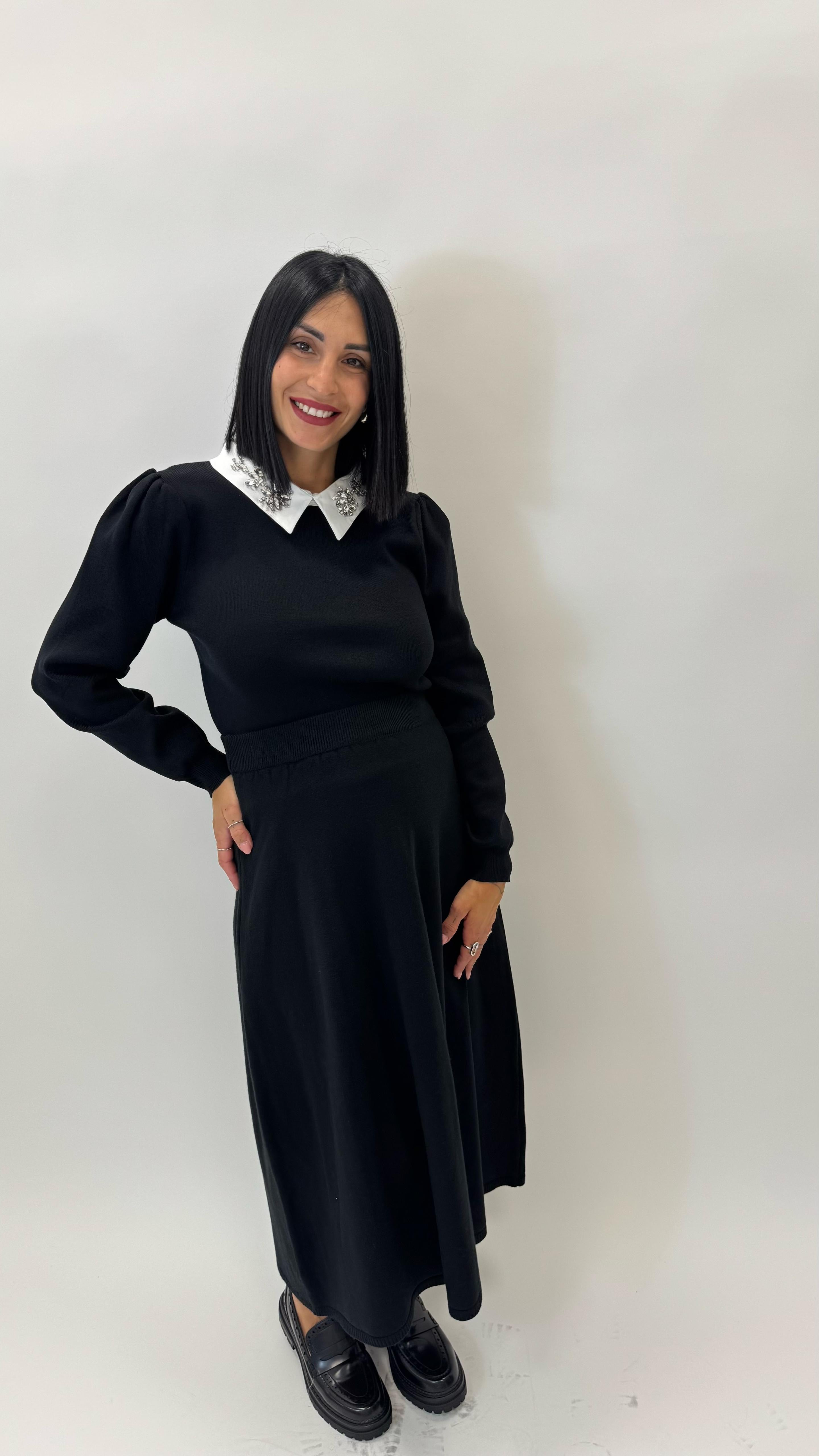 Longuette in Maglia Morbida Nera